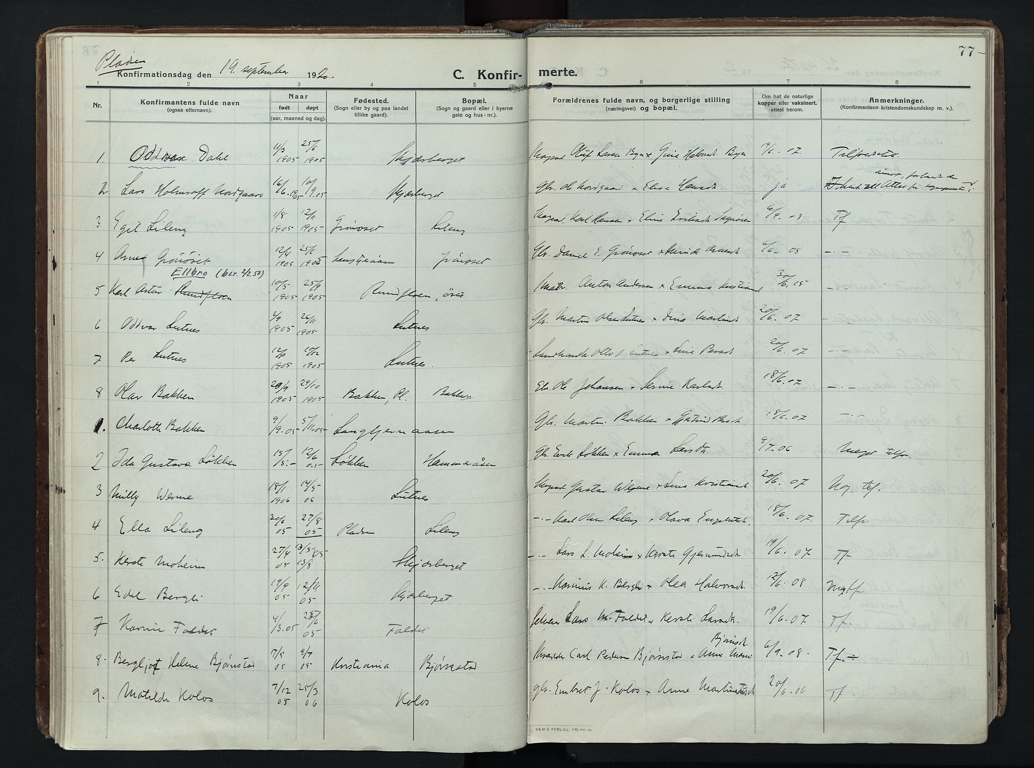 Trysil prestekontor, AV/SAH-PREST-046/H/Ha/Haa/L0014: Parish register (official) no. 14, 1912-1923, p. 77