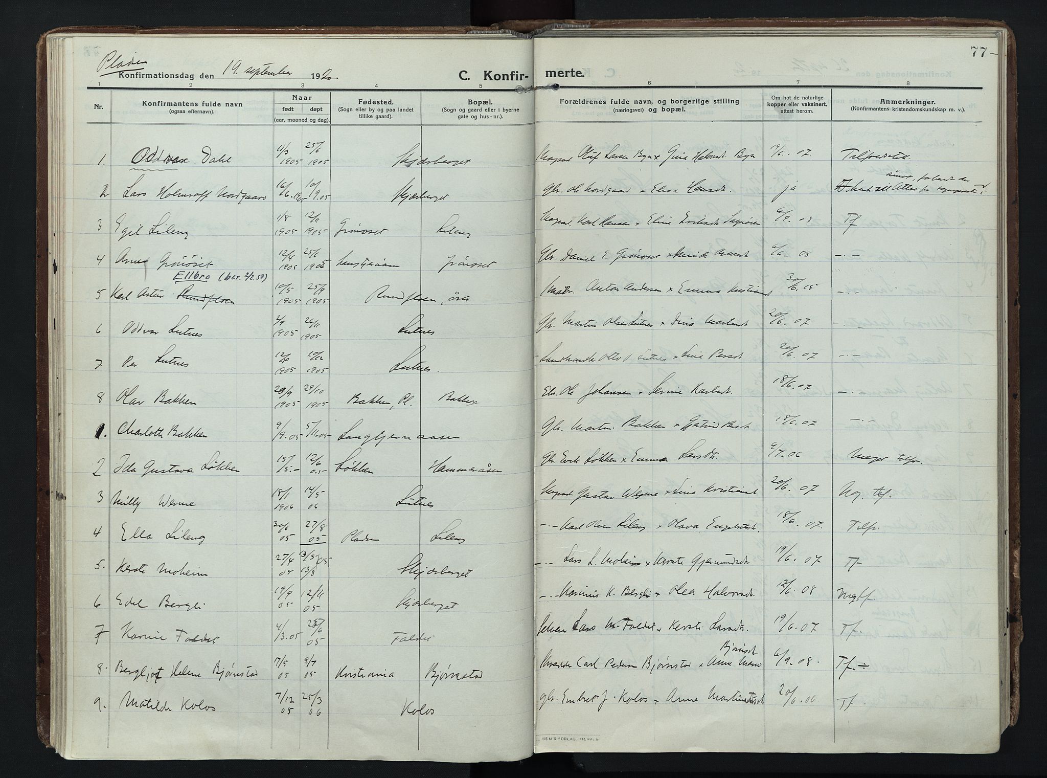 Trysil prestekontor, SAH/PREST-046/H/Ha/Haa/L0014: Parish register (official) no. 14, 1912-1923, p. 77