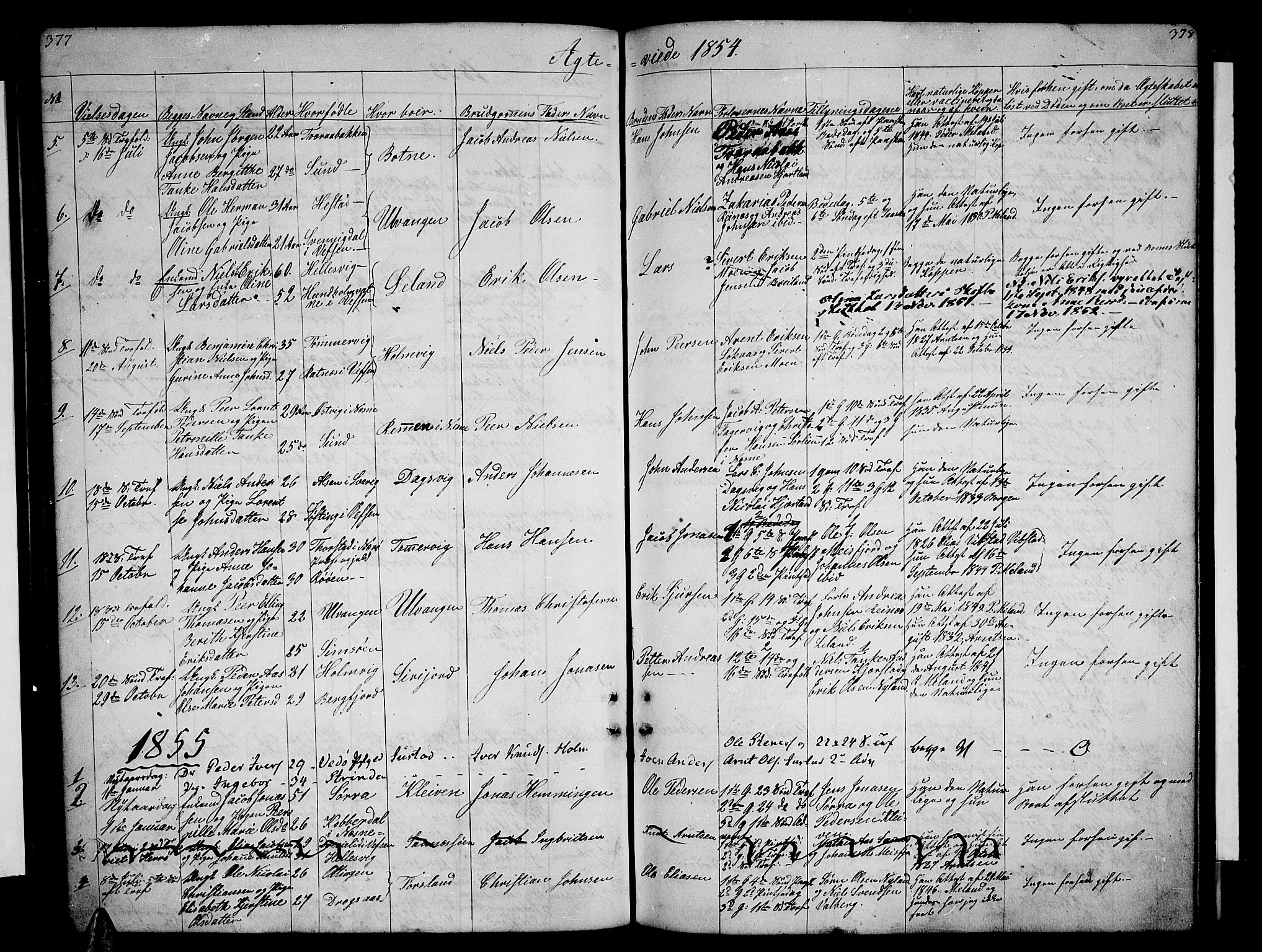 Ministerialprotokoller, klokkerbøker og fødselsregistre - Nordland, SAT/A-1459/831/L0475: Parish register (copy) no. 831C02, 1851-1865, p. 377-378