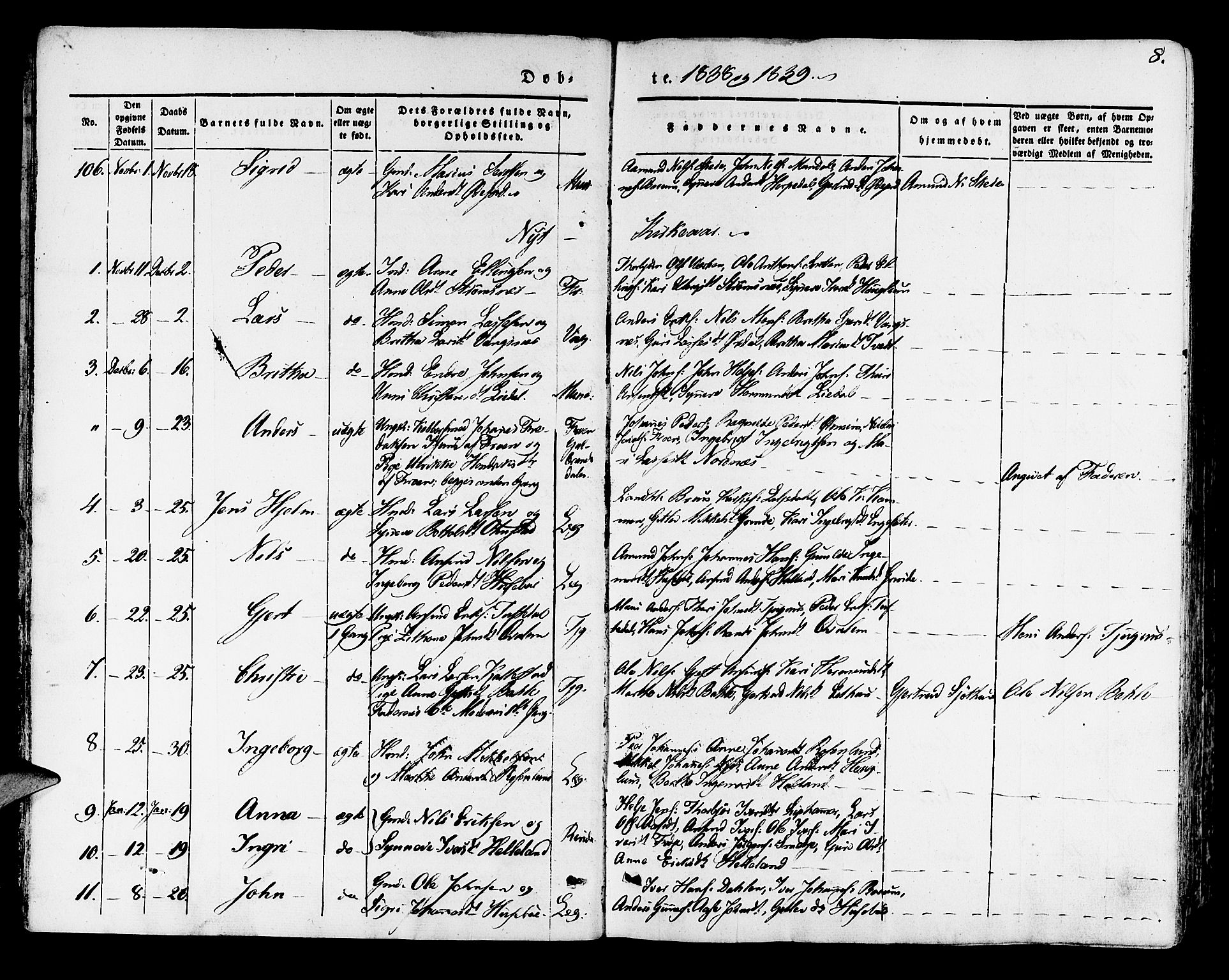 Leikanger sokneprestembete, AV/SAB-A-81001/H/Haa/Haaa/L0007: Parish register (official) no. A 7, 1838-1851, p. 8