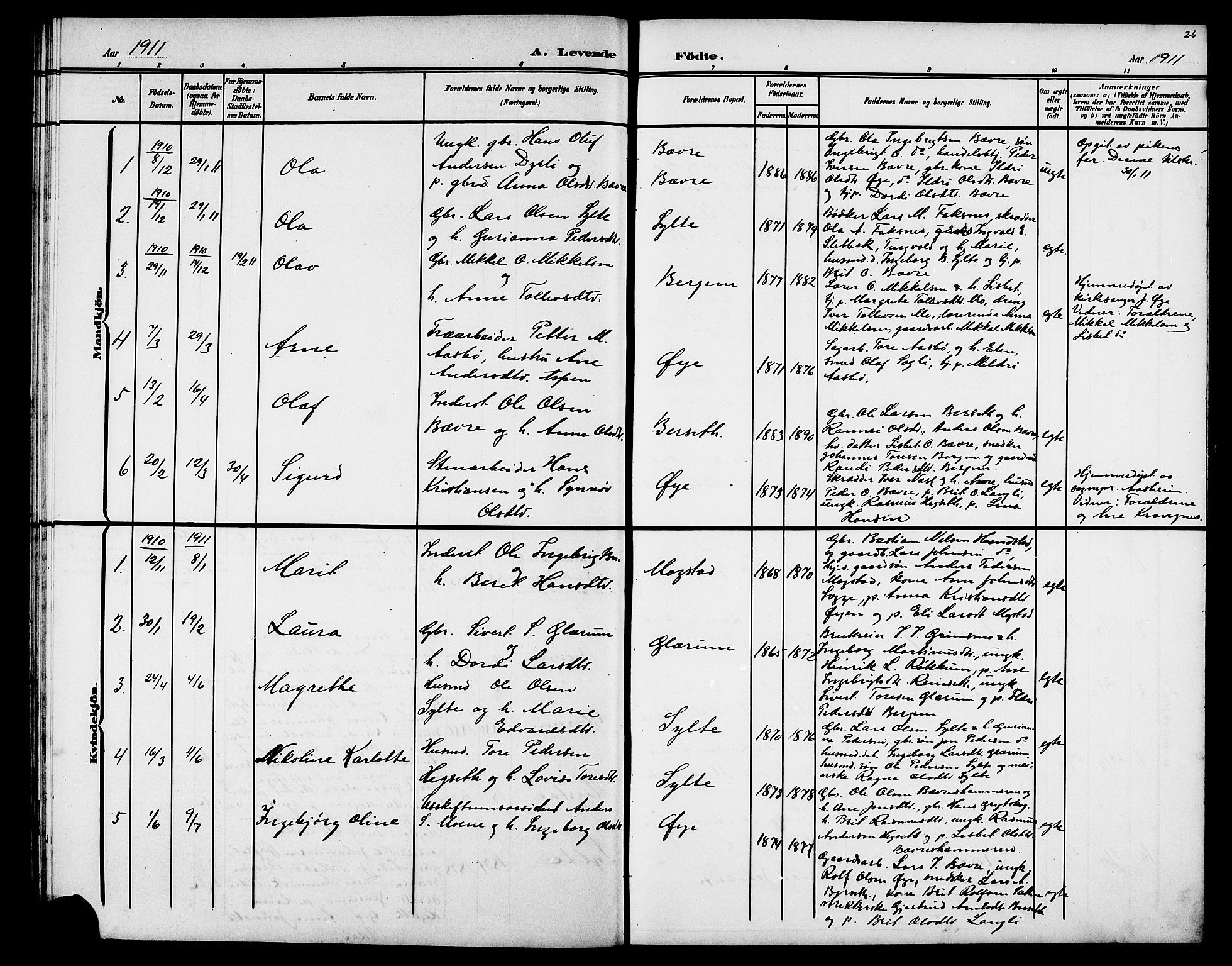 Ministerialprotokoller, klokkerbøker og fødselsregistre - Møre og Romsdal, AV/SAT-A-1454/595/L1053: Parish register (copy) no. 595C05, 1901-1919, p. 26