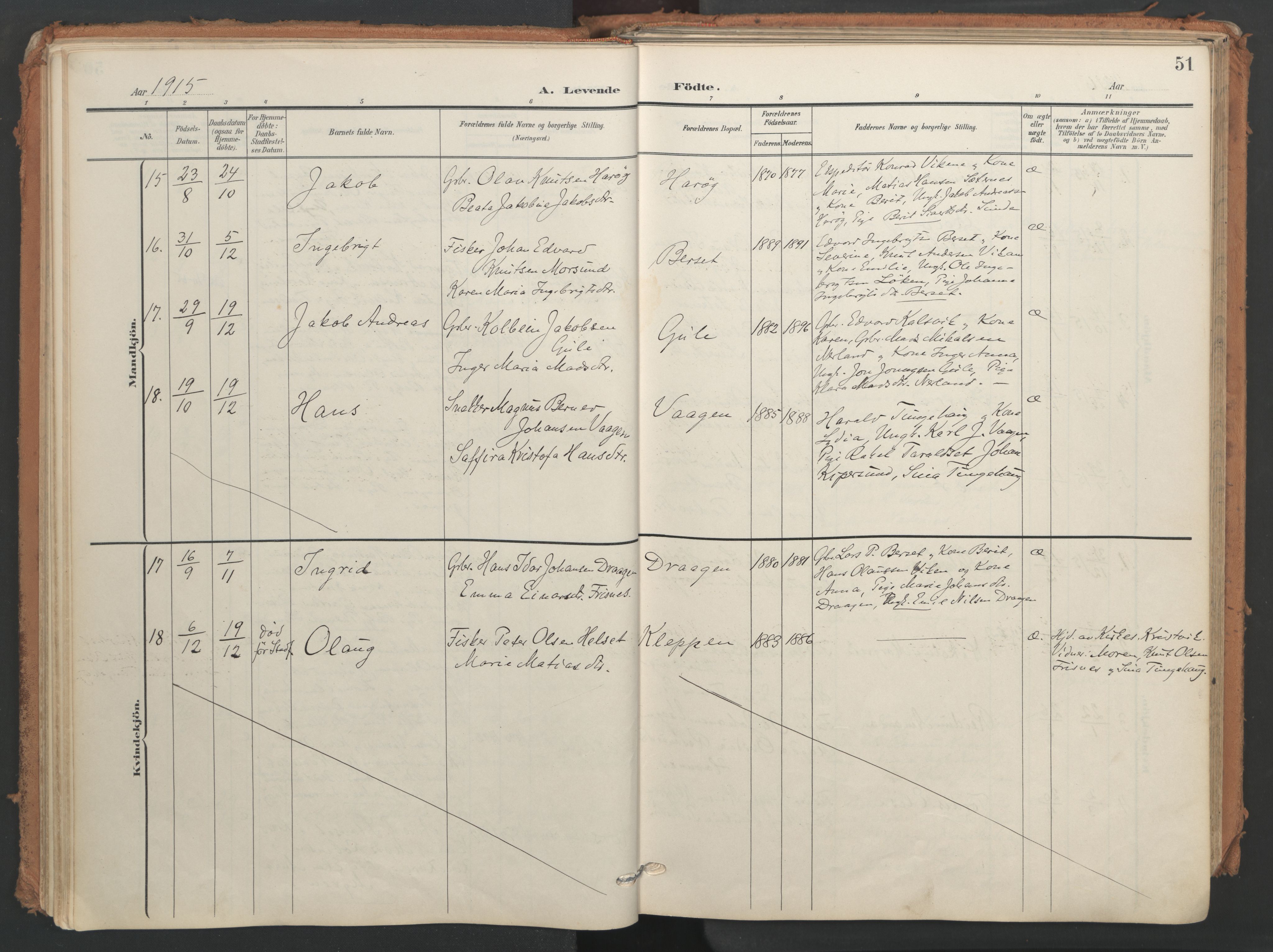 Ministerialprotokoller, klokkerbøker og fødselsregistre - Møre og Romsdal, AV/SAT-A-1454/566/L0771: Parish register (official) no. 566A10, 1904-1929, p. 51