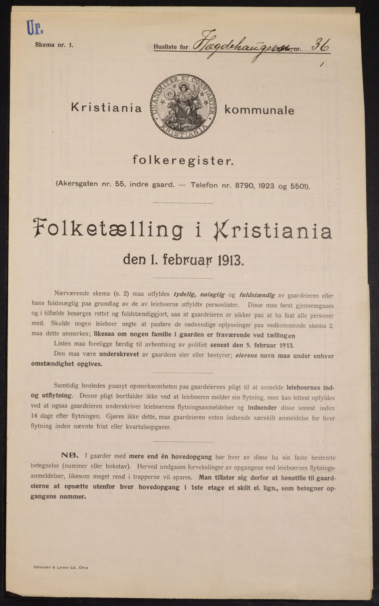 OBA, Municipal Census 1913 for Kristiania, 1913, p. 36642