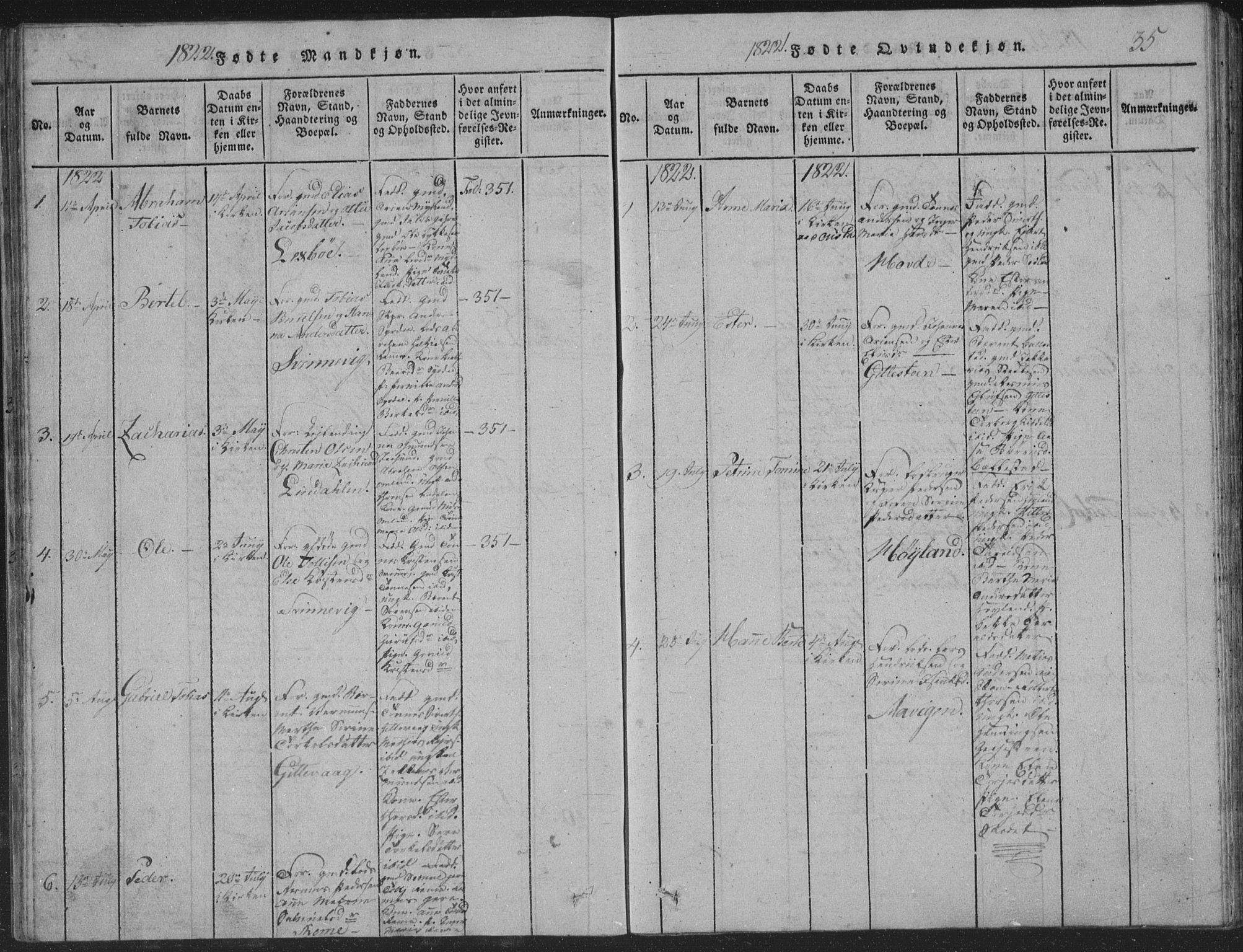 Sør-Audnedal sokneprestkontor, AV/SAK-1111-0039/F/Fb/Fba/L0001: Parish register (copy) no. B 1, 1815-1850, p. 35