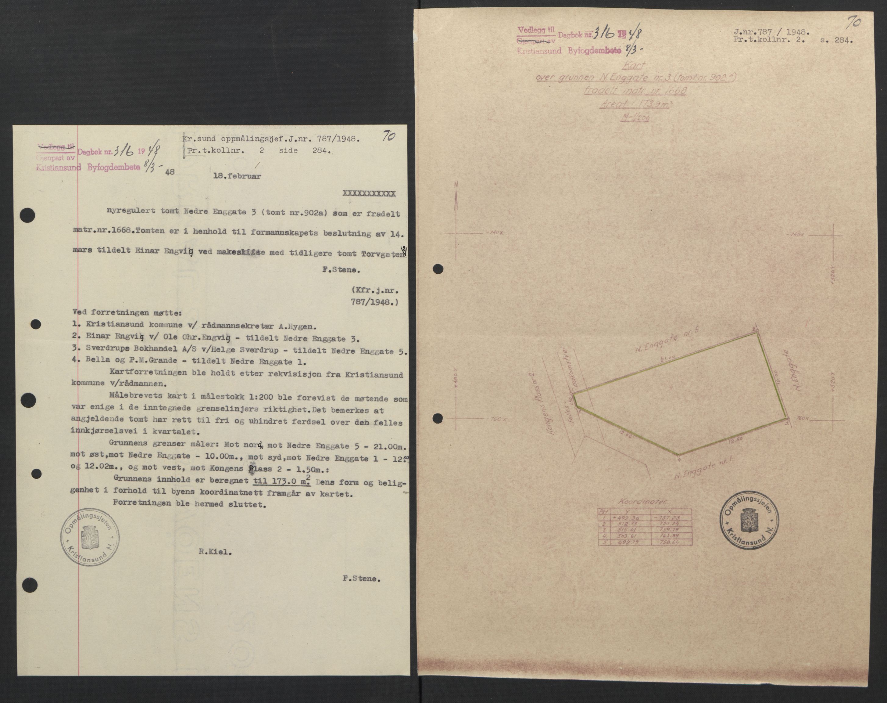 Kristiansund byfogd, AV/SAT-A-4587/A/27: Mortgage book no. 42, 1947-1950, Diary no: : 316/1948