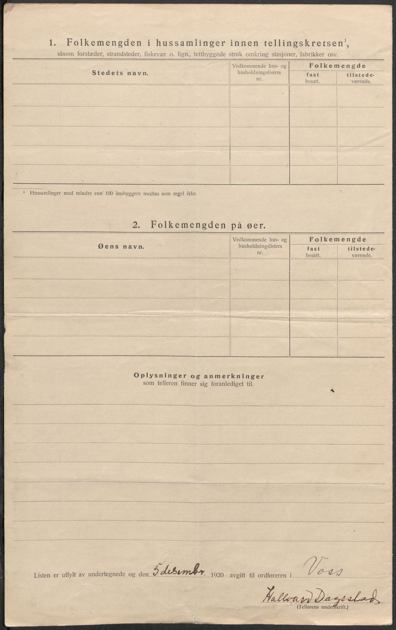 SAB, 1920 census for Voss, 1920, p. 94