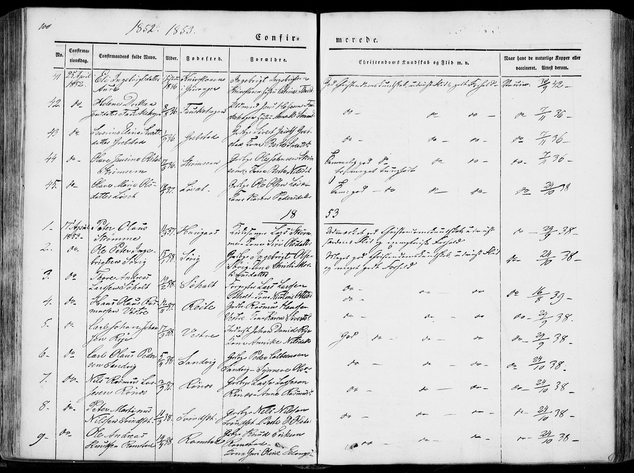 Ministerialprotokoller, klokkerbøker og fødselsregistre - Møre og Romsdal, AV/SAT-A-1454/522/L0313: Parish register (official) no. 522A08, 1852-1862, p. 100