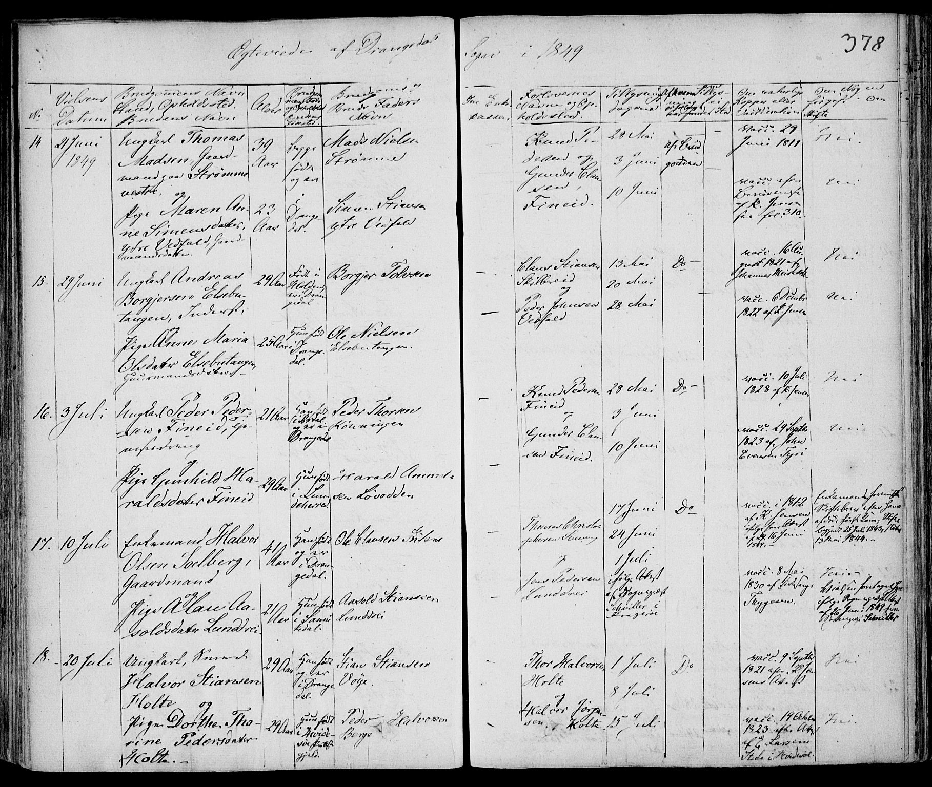 Drangedal kirkebøker, AV/SAKO-A-258/F/Fa/L0007a: Parish register (official) no. 7a, 1837-1856, p. 378