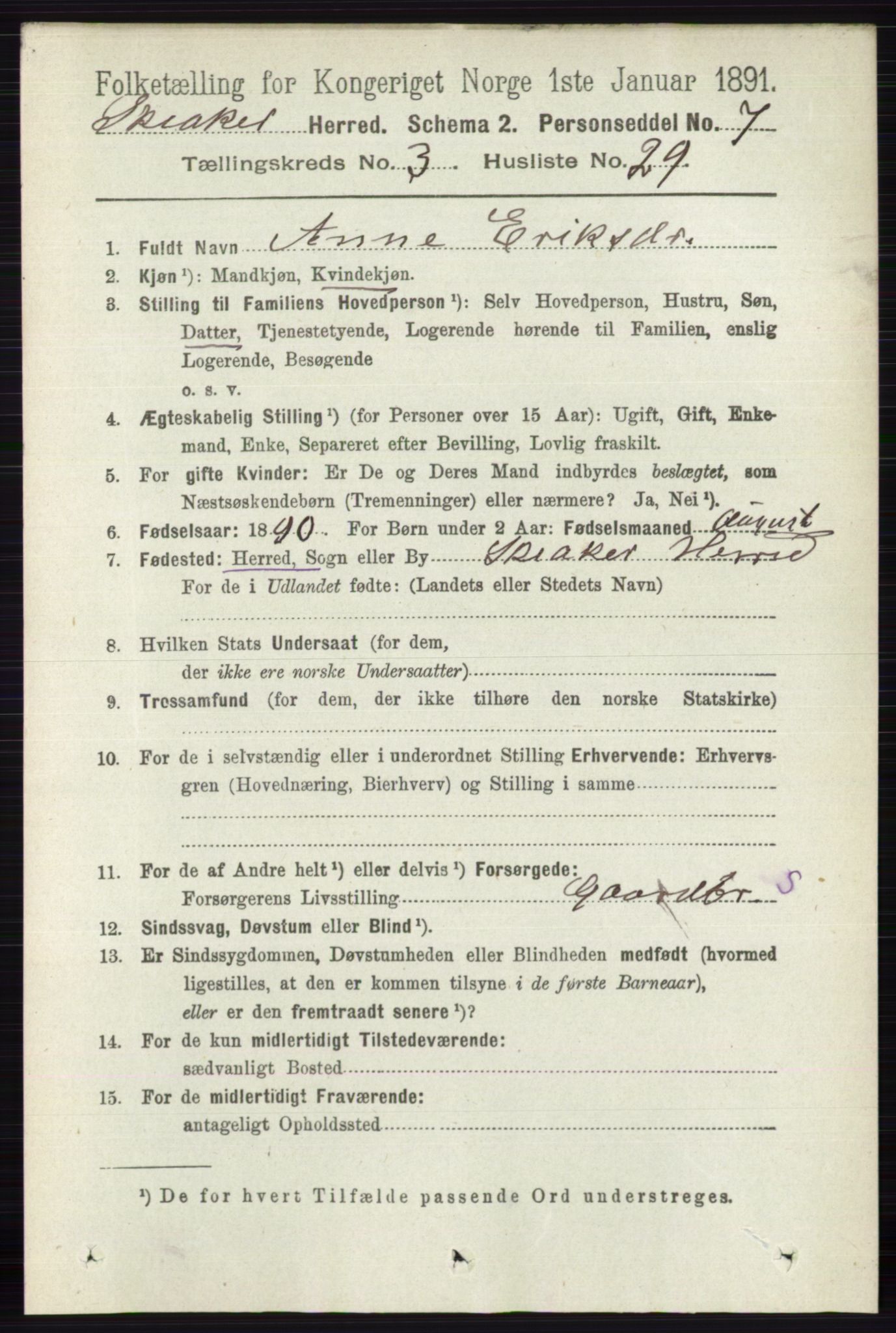 RA, 1891 census for 0513 Skjåk, 1891, p. 1129