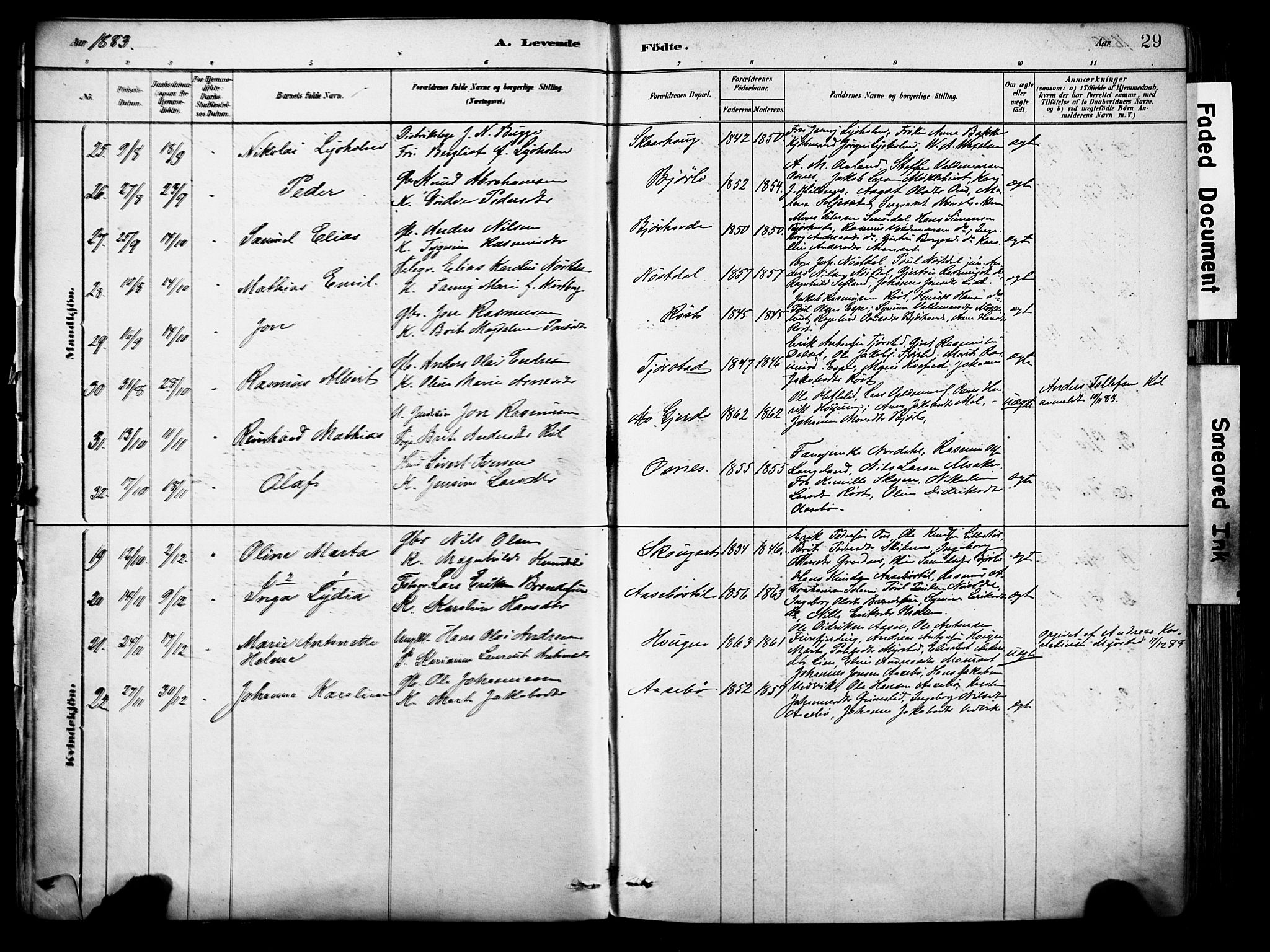 Eid sokneprestembete, AV/SAB-A-82301/H/Haa/Haab/L0001: Parish register (official) no. B 1, 1879-1906, p. 29