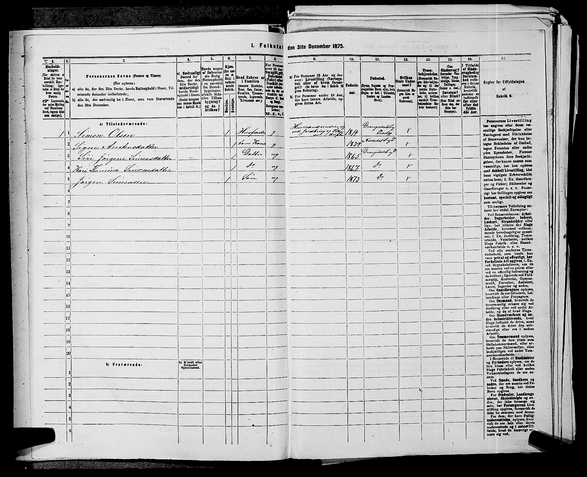 SAKO, 1875 census for 0817P Drangedal, 1875, p. 364