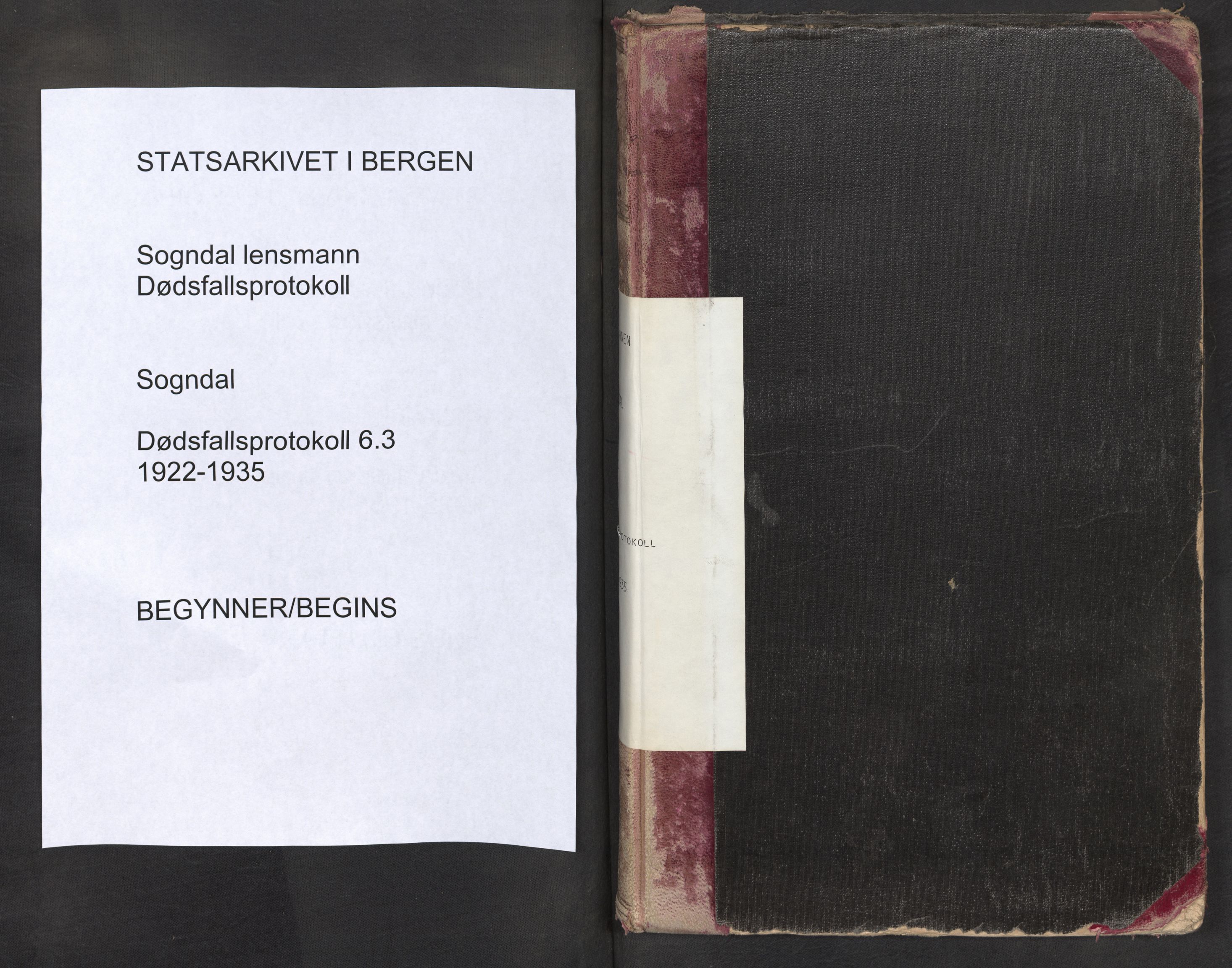 Lensmannen i Sogndal, SAB/A-29901/0006/L0003: Dødsfallprotokoll, 1922-1935