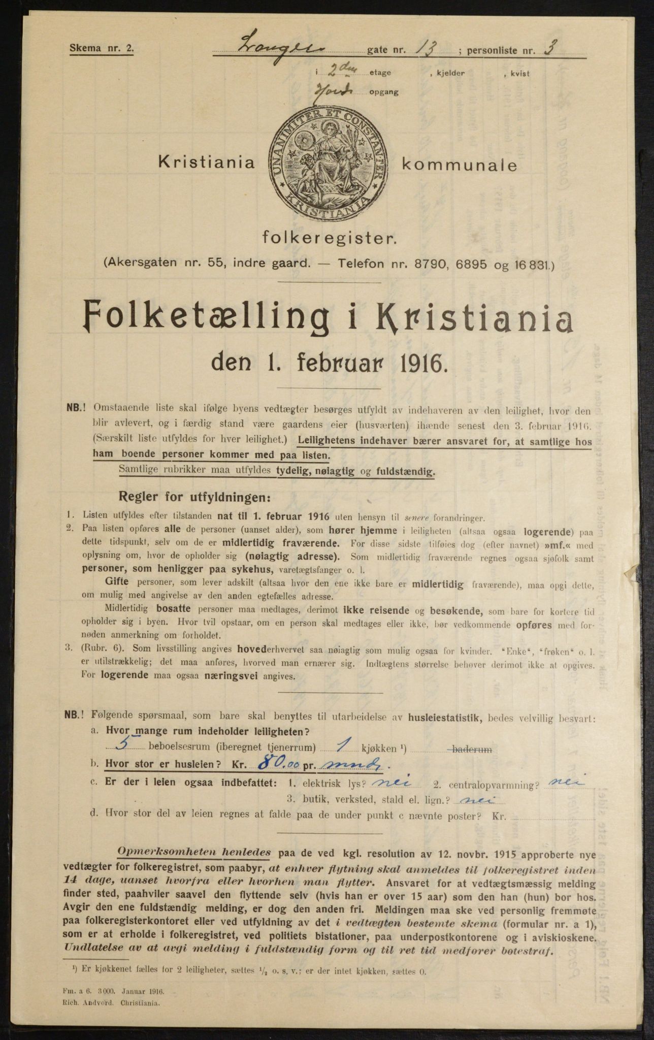 OBA, Municipal Census 1916 for Kristiania, 1916, p. 57590