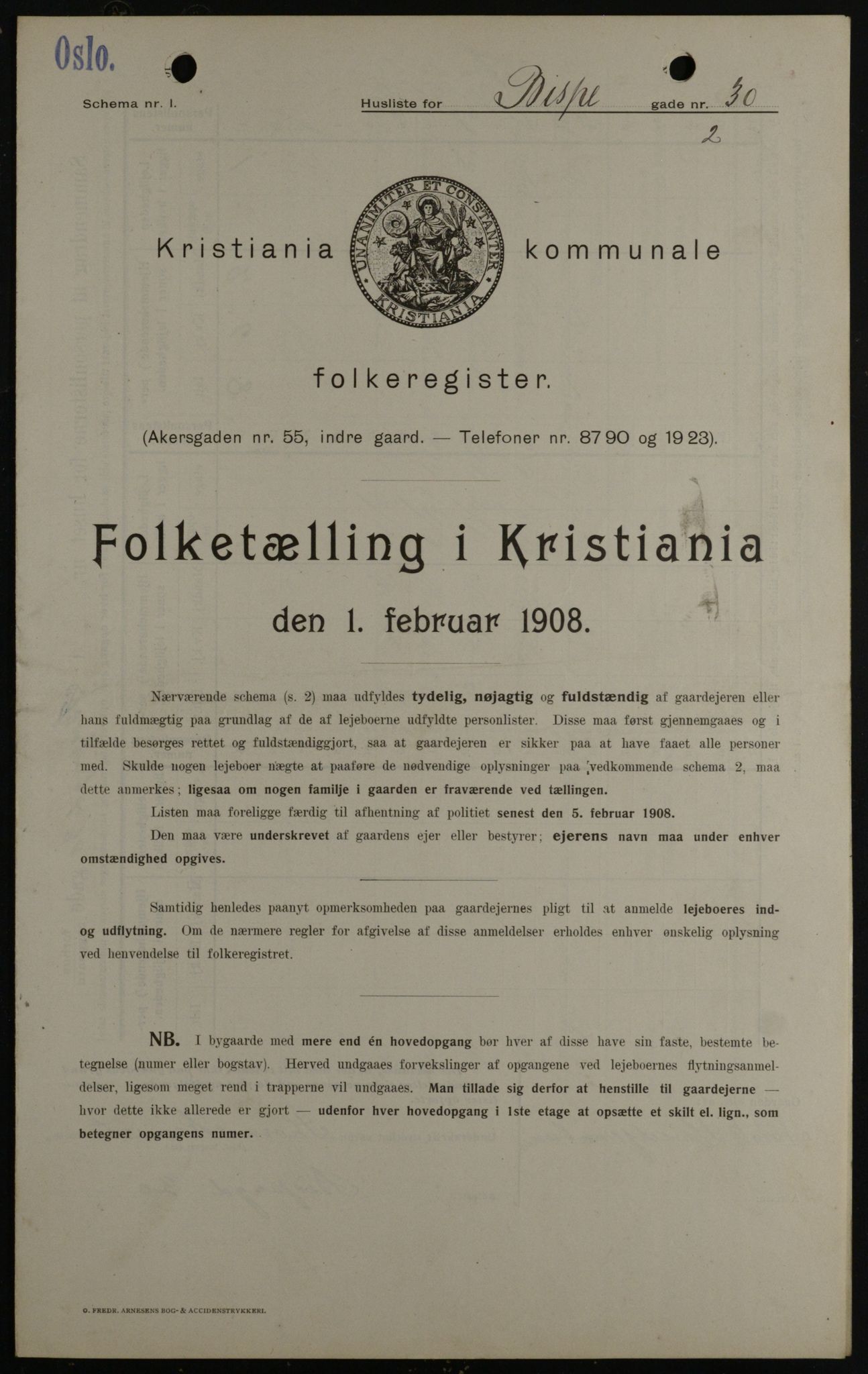 OBA, Municipal Census 1908 for Kristiania, 1908, p. 5341