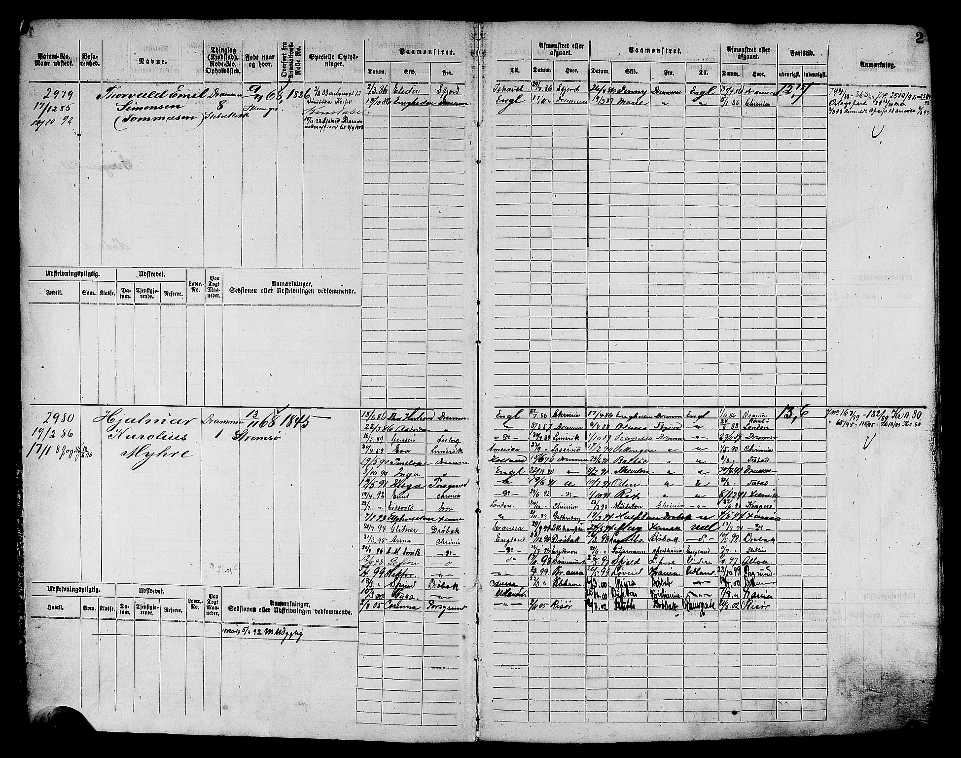 Drammen innrulleringsdistrikt, AV/SAKO-A-781/F/Fc/L0004: Hovedrulle, 1885, p. 4