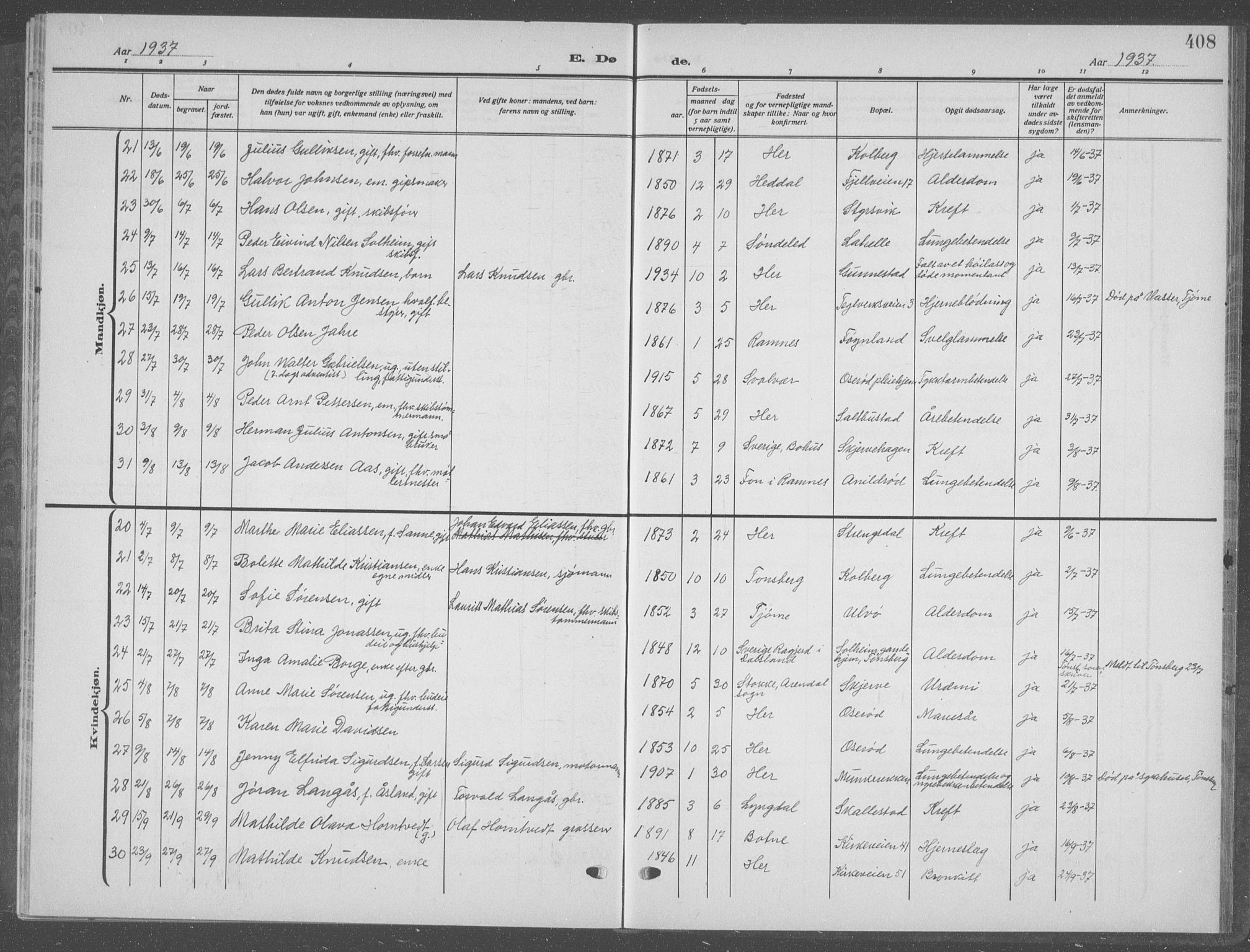 Nøtterøy kirkebøker, AV/SAKO-A-354/G/Ga/L0006: Parish register (copy) no. I 6, 1925-1939, p. 408