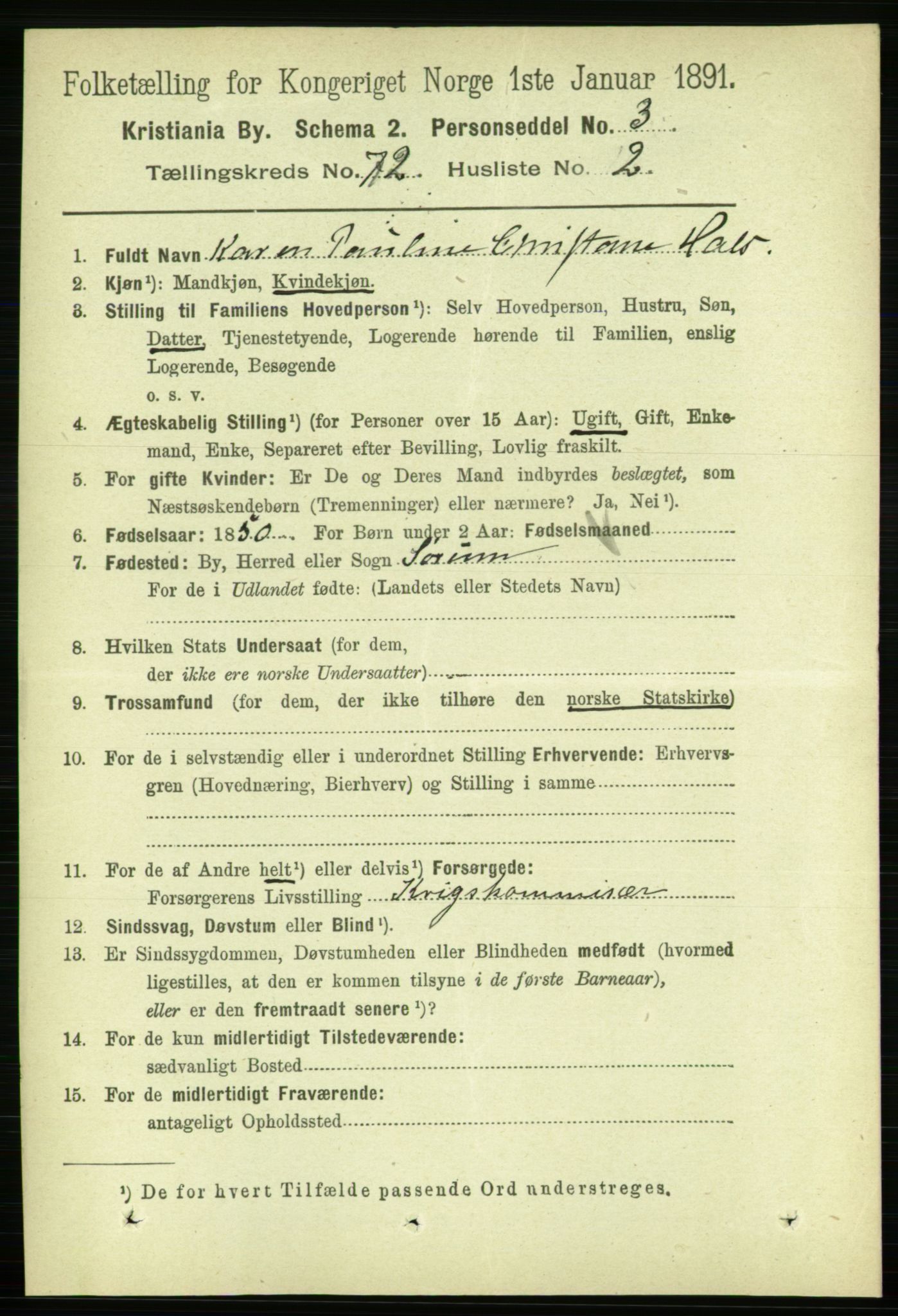 RA, 1891 census for 0301 Kristiania, 1891, p. 39208