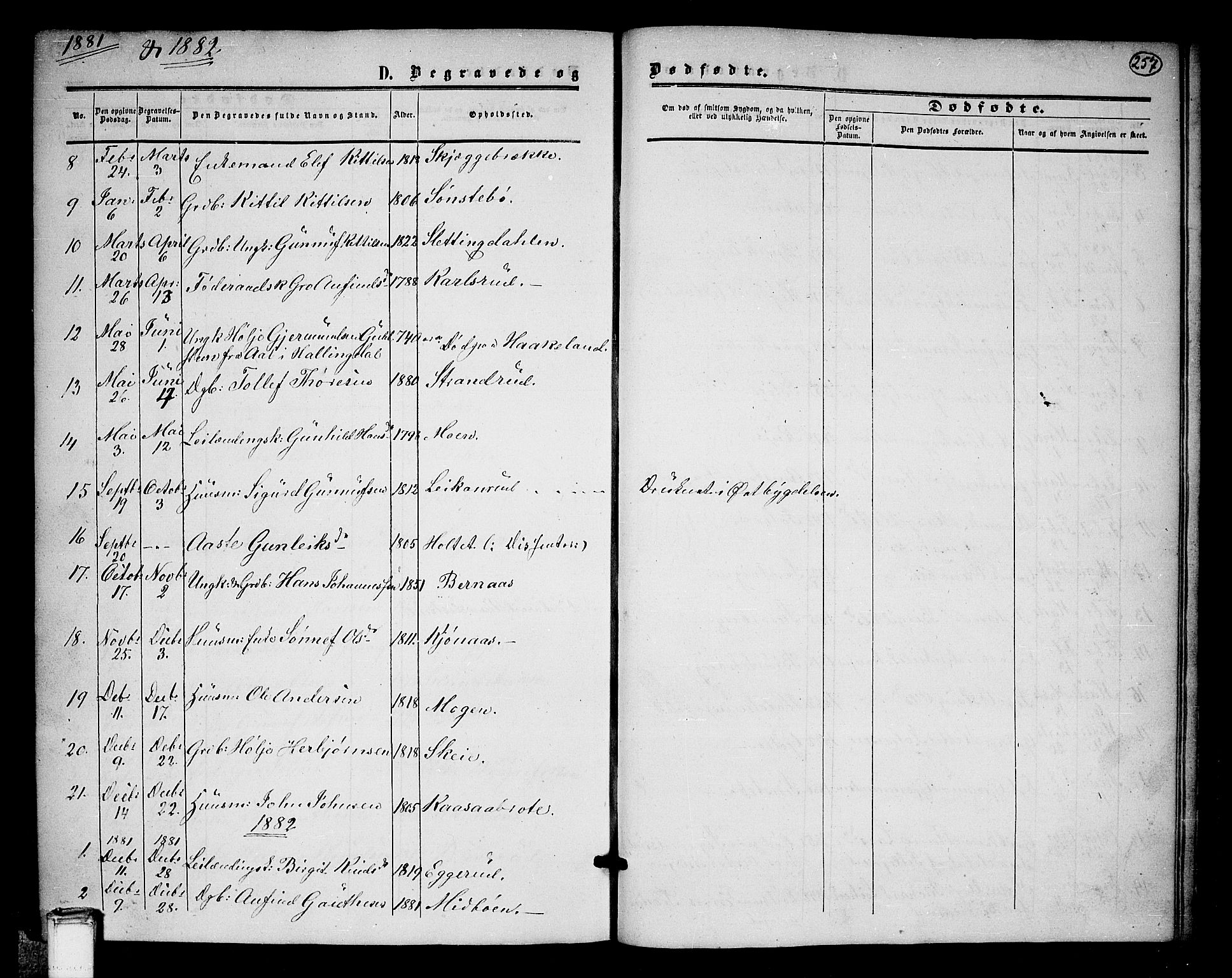 Tinn kirkebøker, SAKO/A-308/G/Ga/L0002: Parish register (copy) no. I 2, 1851-1883, p. 257