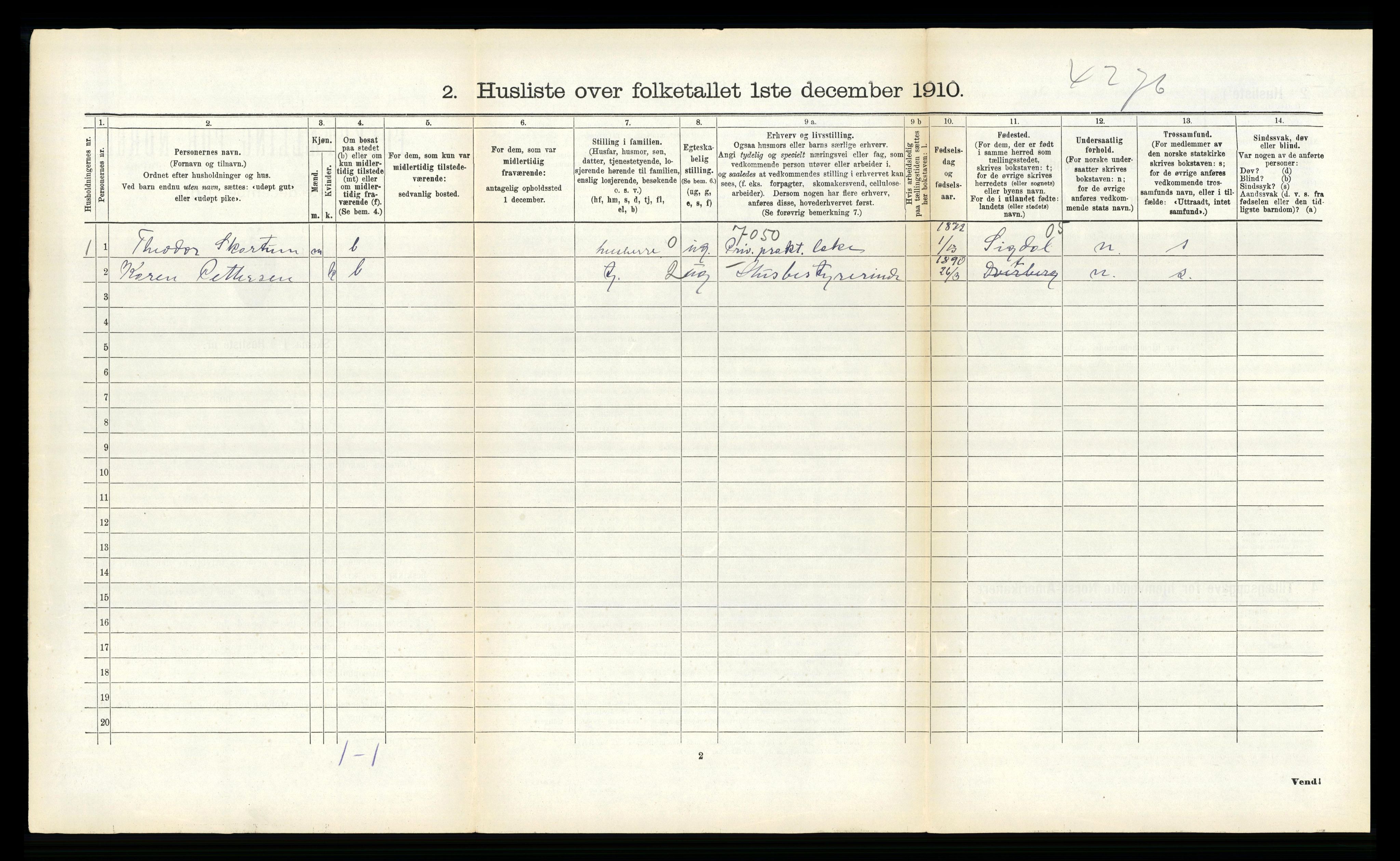 RA, 1910 census for Dverberg, 1910, p. 1083