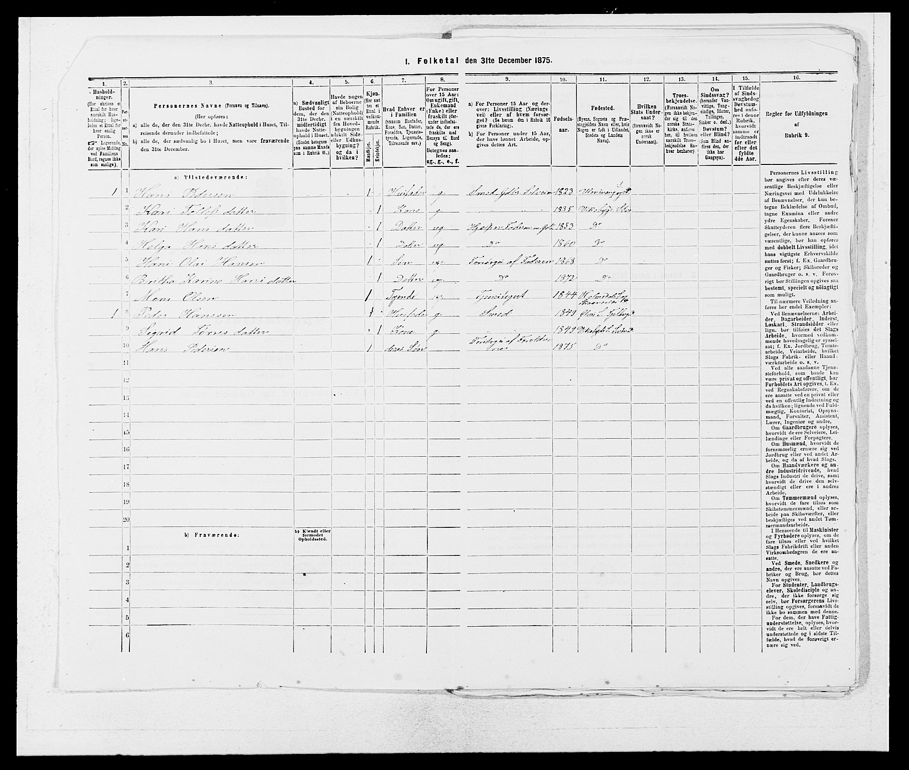 SAB, 1875 census for 1216P Sveio, 1875, p. 131