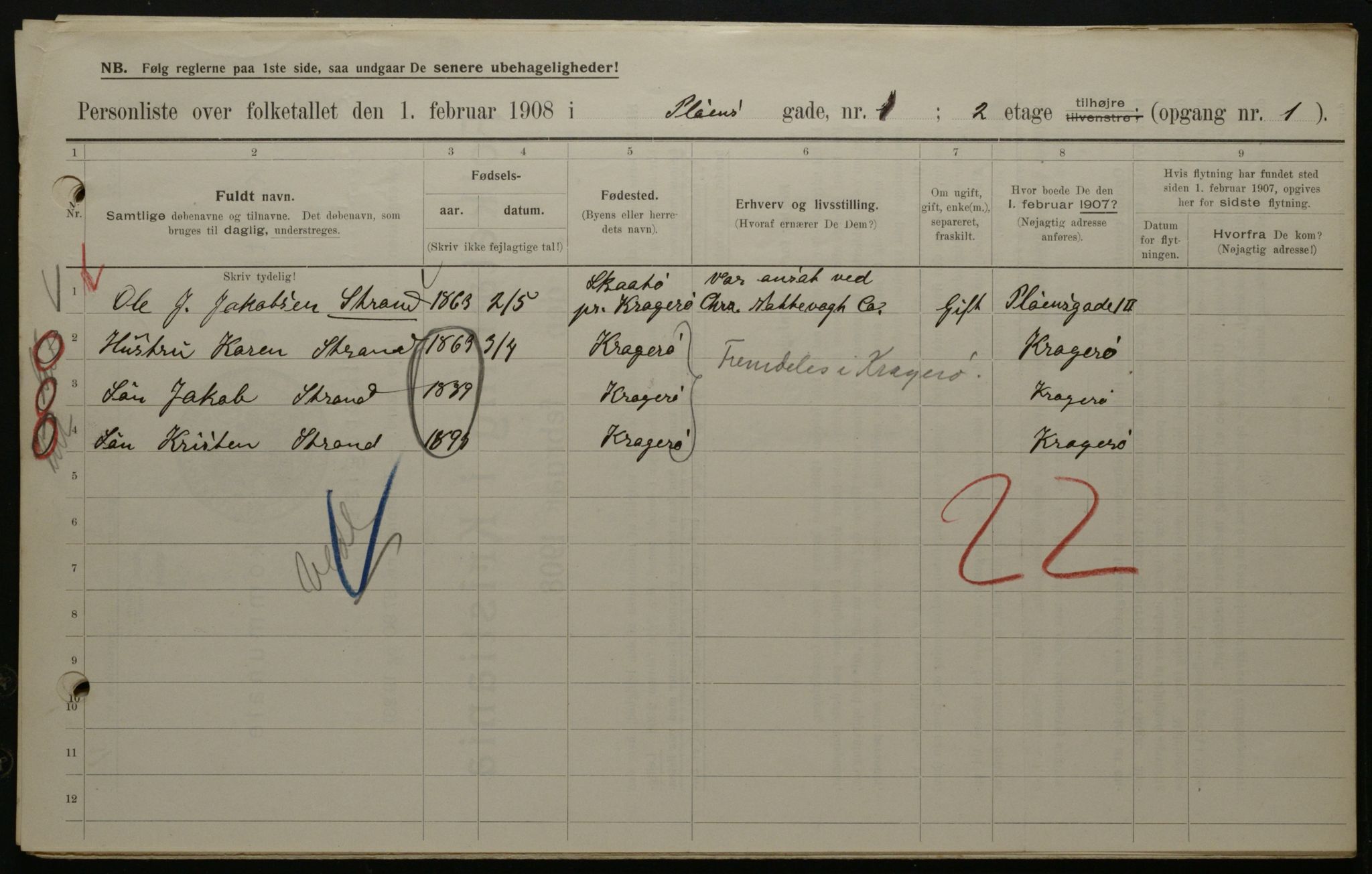 OBA, Municipal Census 1908 for Kristiania, 1908, p. 72536