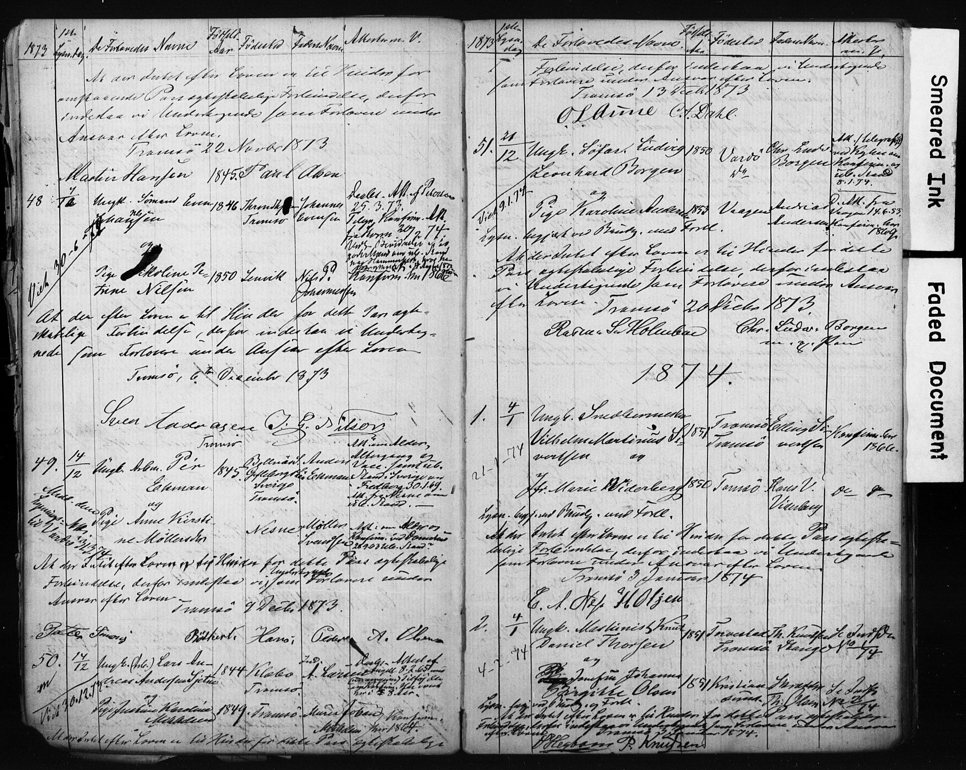 Tromsø sokneprestkontor/stiftsprosti/domprosti, SATØ/S-1343/H/Hc/L0098: Banns register no. 4, 1872-1883