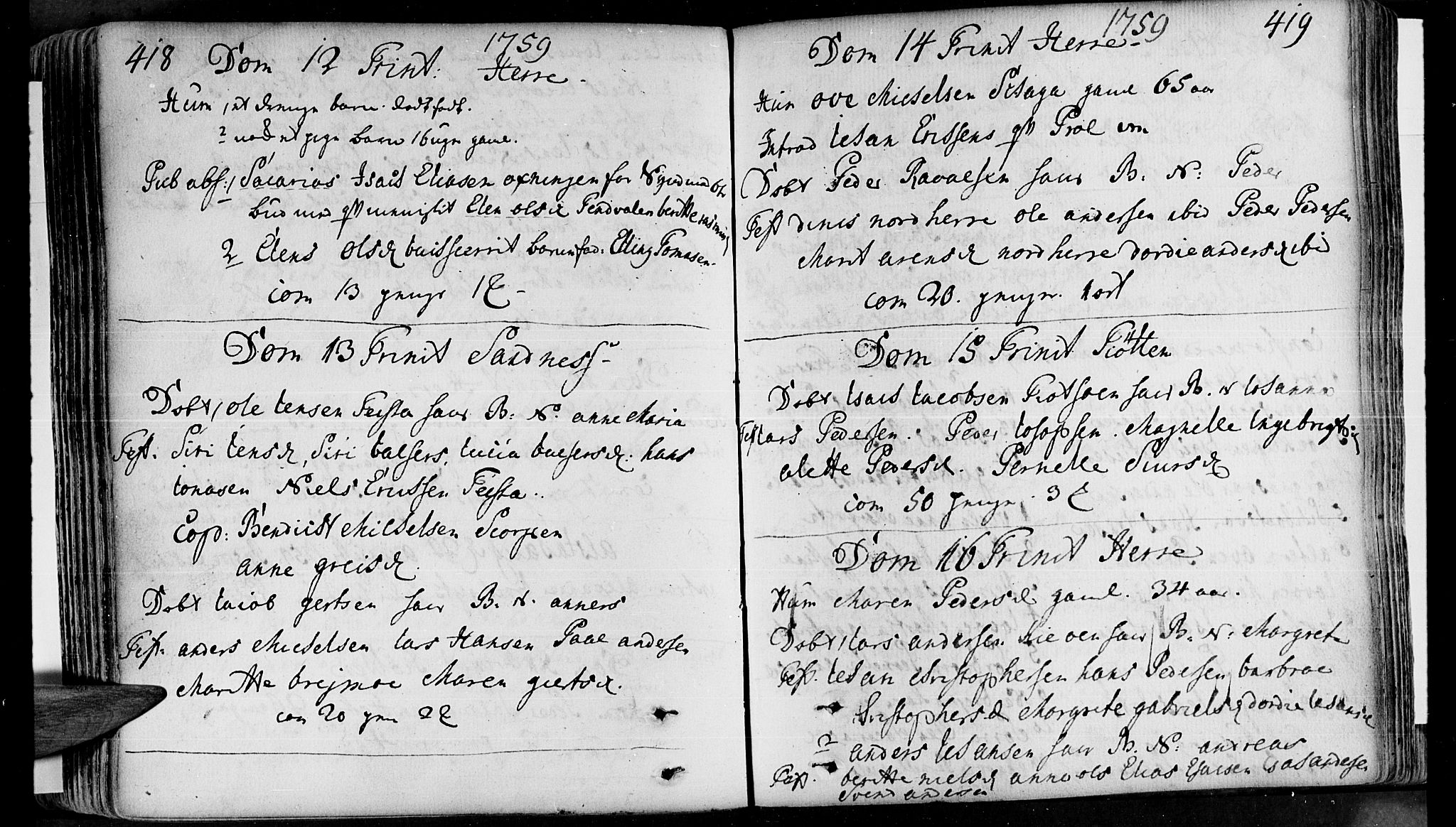 Ministerialprotokoller, klokkerbøker og fødselsregistre - Nordland, AV/SAT-A-1459/830/L0434: Parish register (official) no. 830A03, 1737-1767, p. 418-419