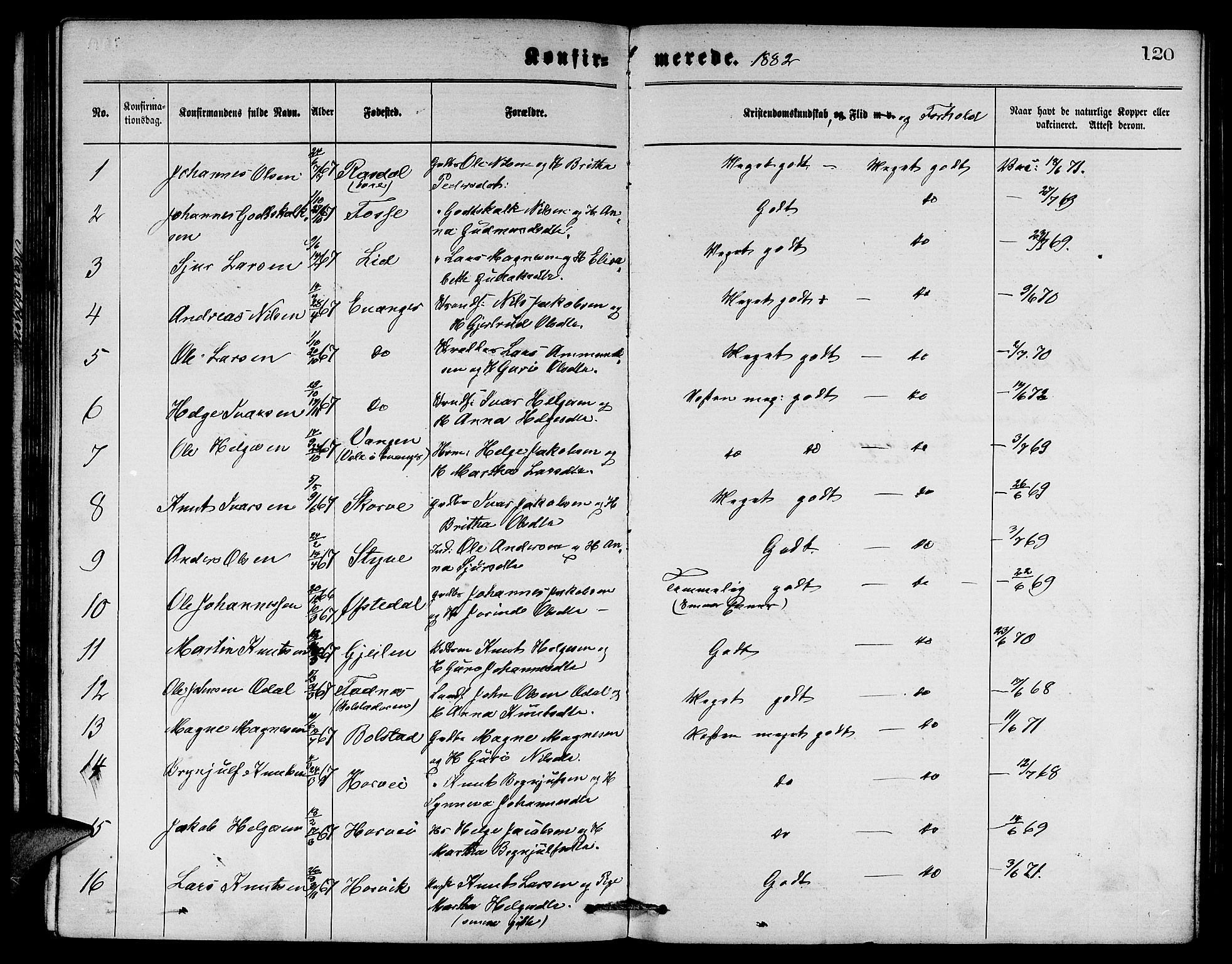 Evanger sokneprestembete, SAB/A-99924: Parish register (copy) no. A 3, 1875-1887, p. 120