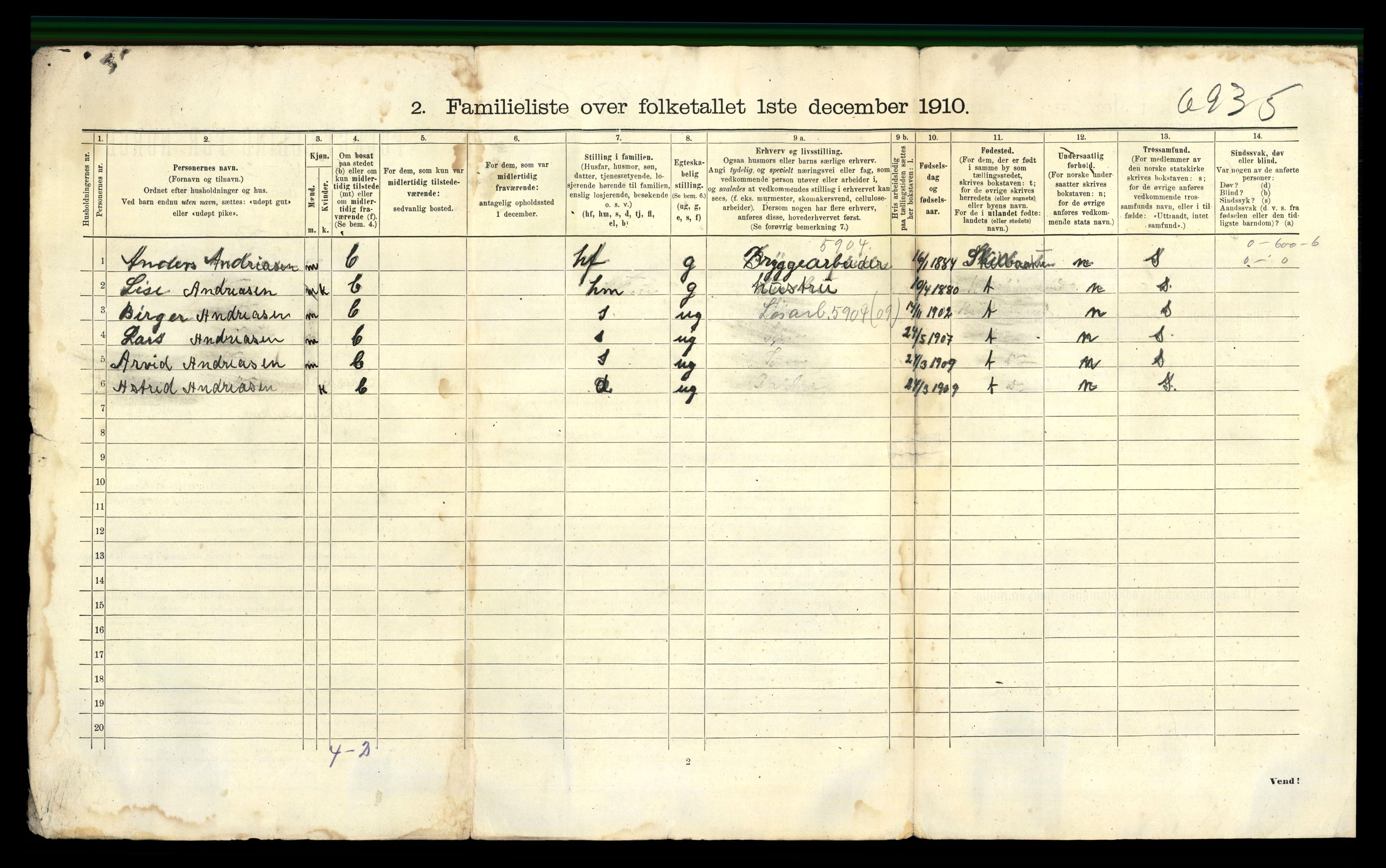 RA, 1910 census for Kristiansund, 1910, p. 5898