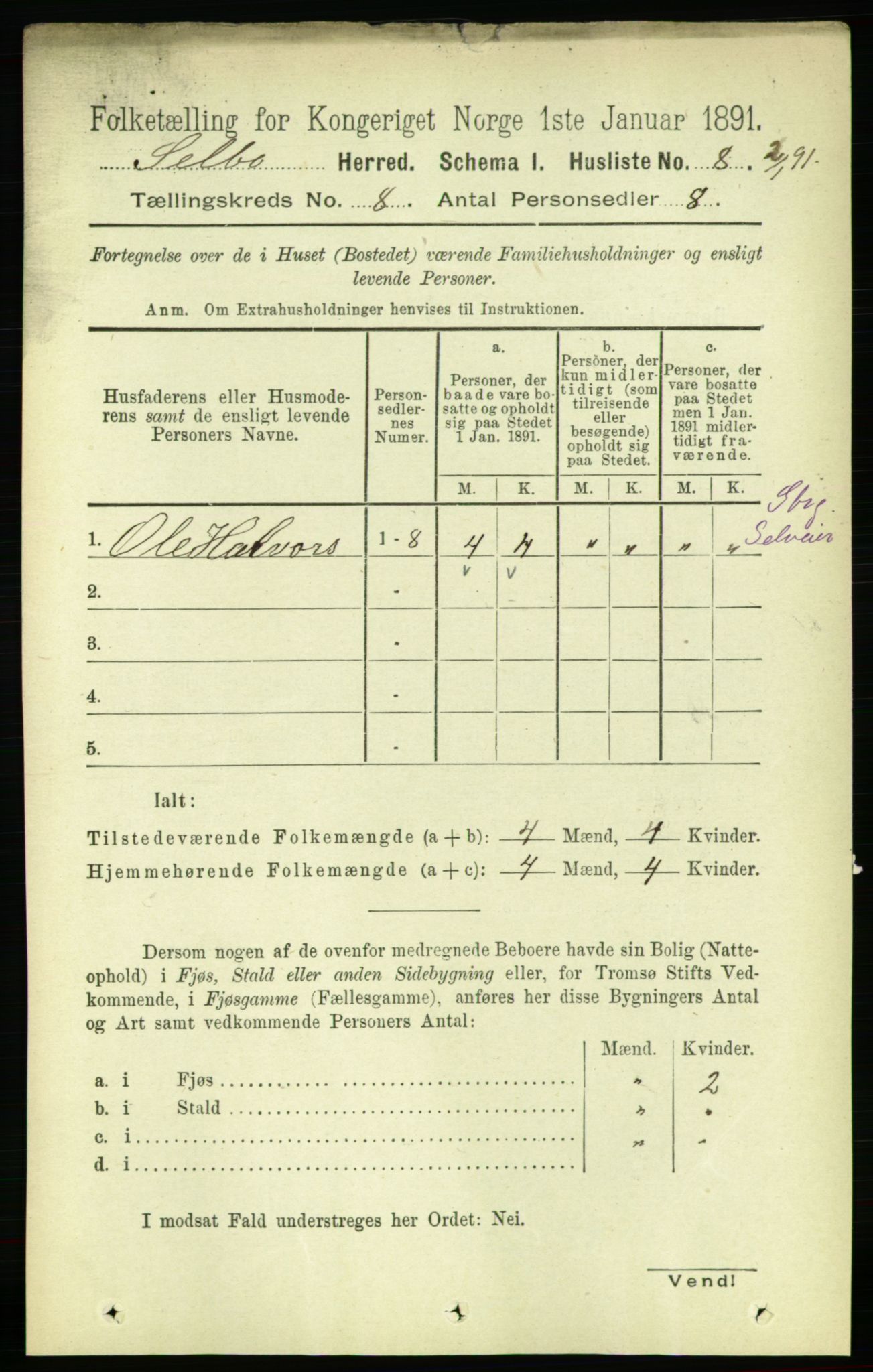 RA, 1891 census for 1664 Selbu, 1891, p. 2852