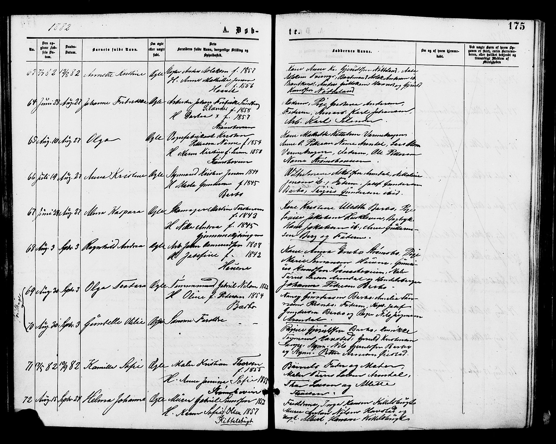 Barbu sokneprestkontor, AV/SAK-1111-0003/F/Fa/L0001: Parish register (official) no. A 1 /1, 1878-1883, p. 175