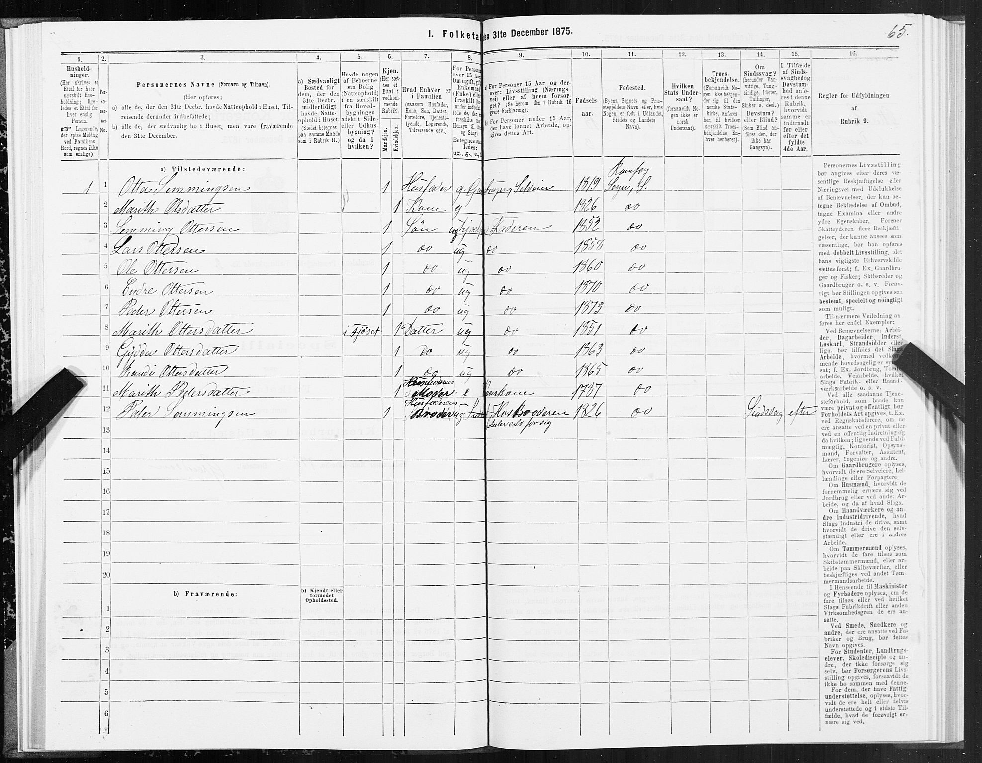 SAT, 1875 census for 1563P Sunndal, 1875, p. 1065