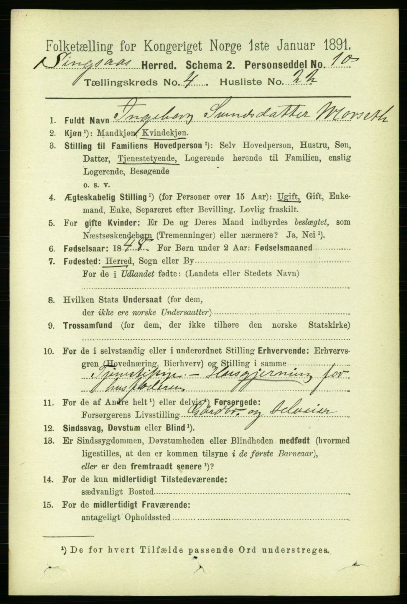 RA, 1891 census for 1646 Singsås, 1891, p. 975