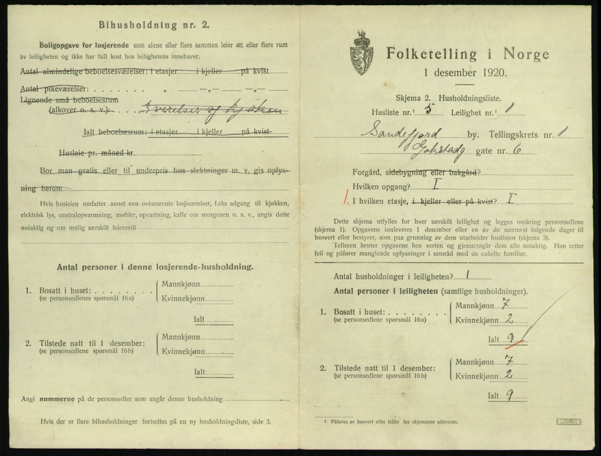 SAKO, 1920 census for Sandefjord, 1920, p. 1300