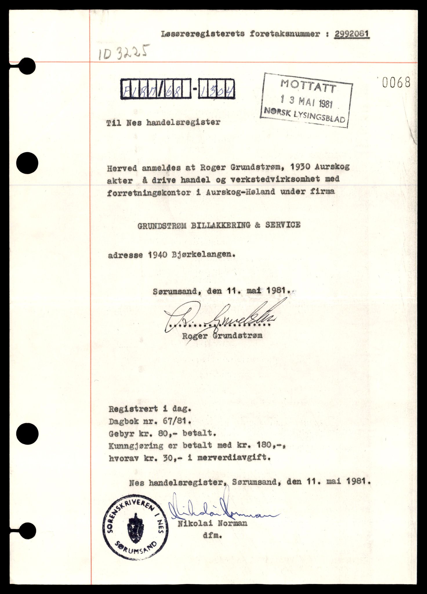 Nes tingrett, AV/SAT-A-10548/K/Ke/Kea/L0003: Enkeltmannsforetak, Glo - Joh, 1944-1990, p. 11