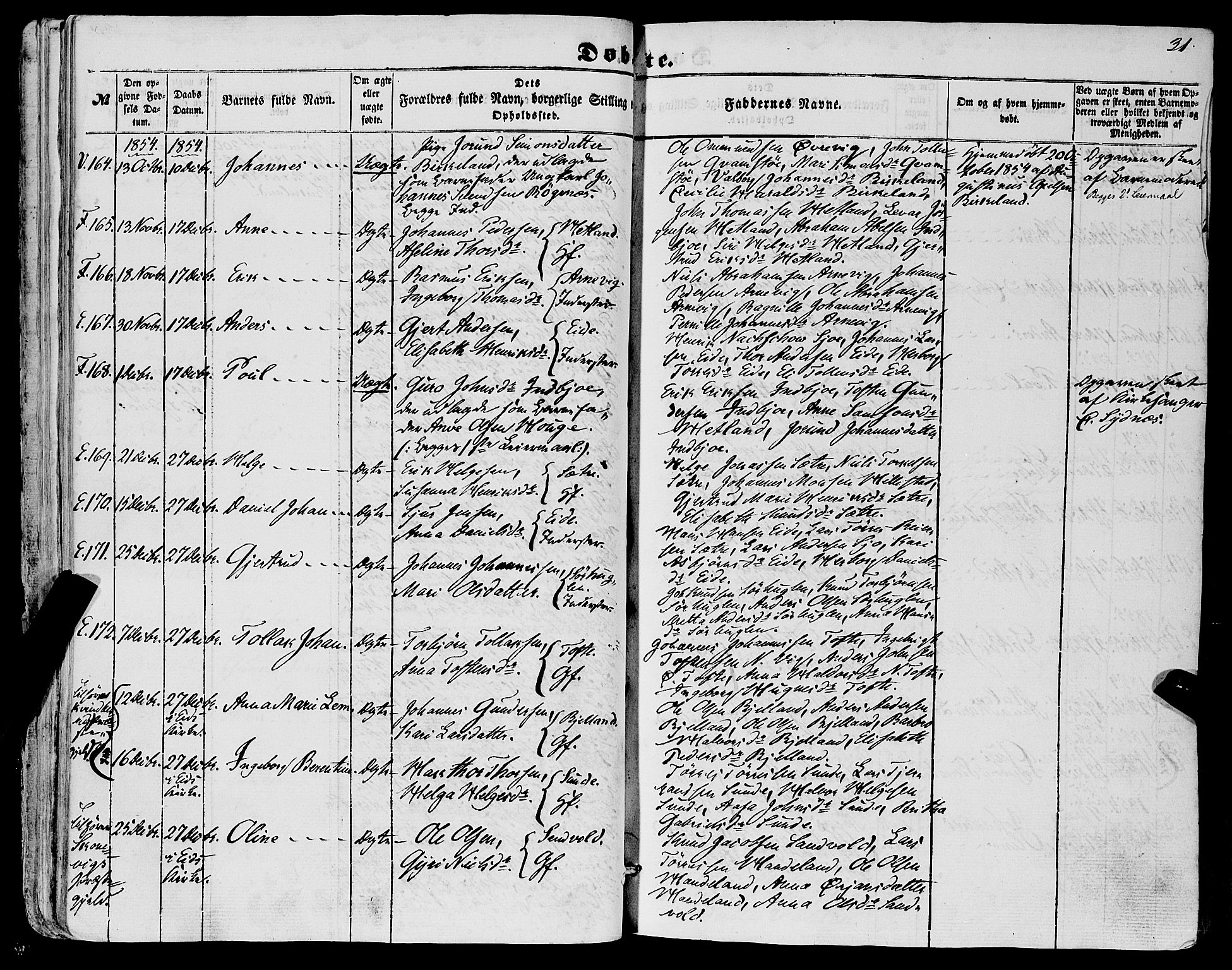 Fjelberg sokneprestembete, SAB/A-75201/H/Haa: Parish register (official) no. A 7, 1851-1867, p. 31