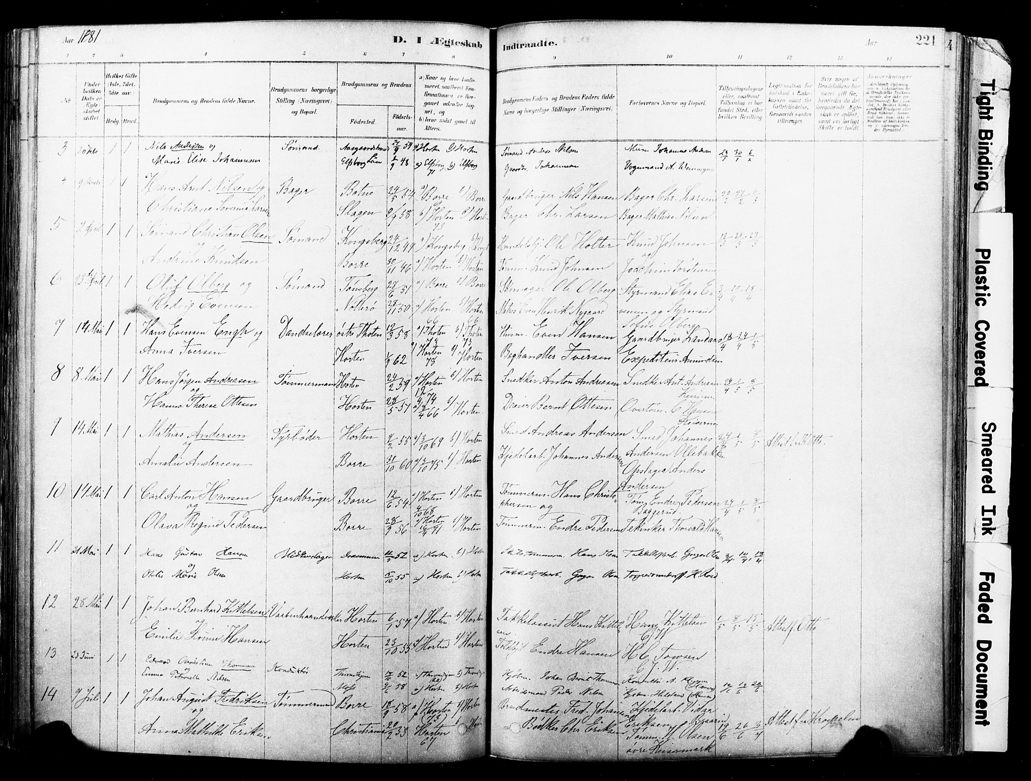 Horten kirkebøker, AV/SAKO-A-348/F/Fa/L0003: Parish register (official) no. 3, 1878-1887, p. 221