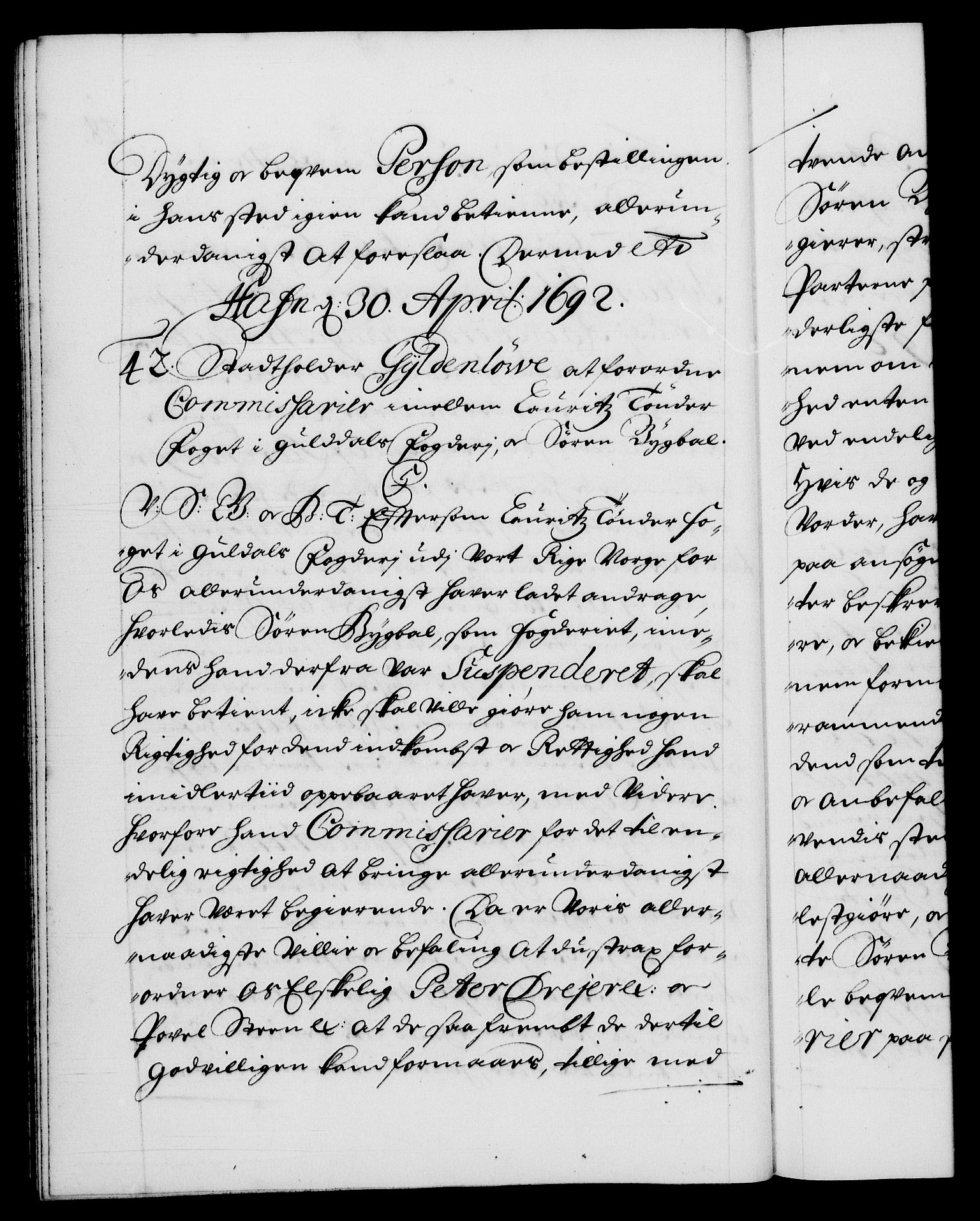 Danske Kanselli 1572-1799, AV/RA-EA-3023/F/Fc/Fca/Fcab/L0015: Norske tegnelser (mikrofilm), 1692-1699, p. 28b