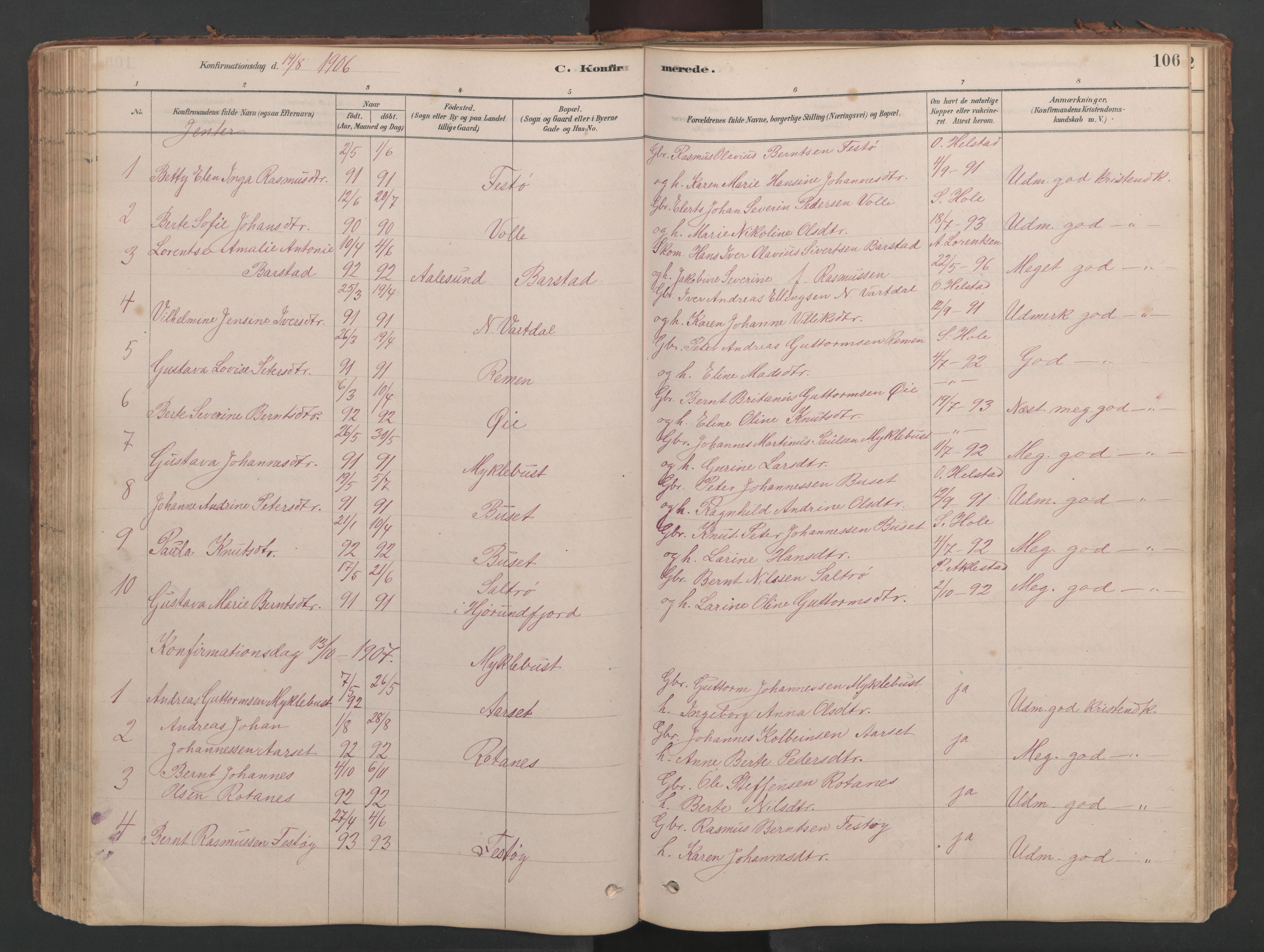 Ministerialprotokoller, klokkerbøker og fødselsregistre - Møre og Romsdal, SAT/A-1454/514/L0201: Parish register (copy) no. 514C01, 1878-1919, p. 106