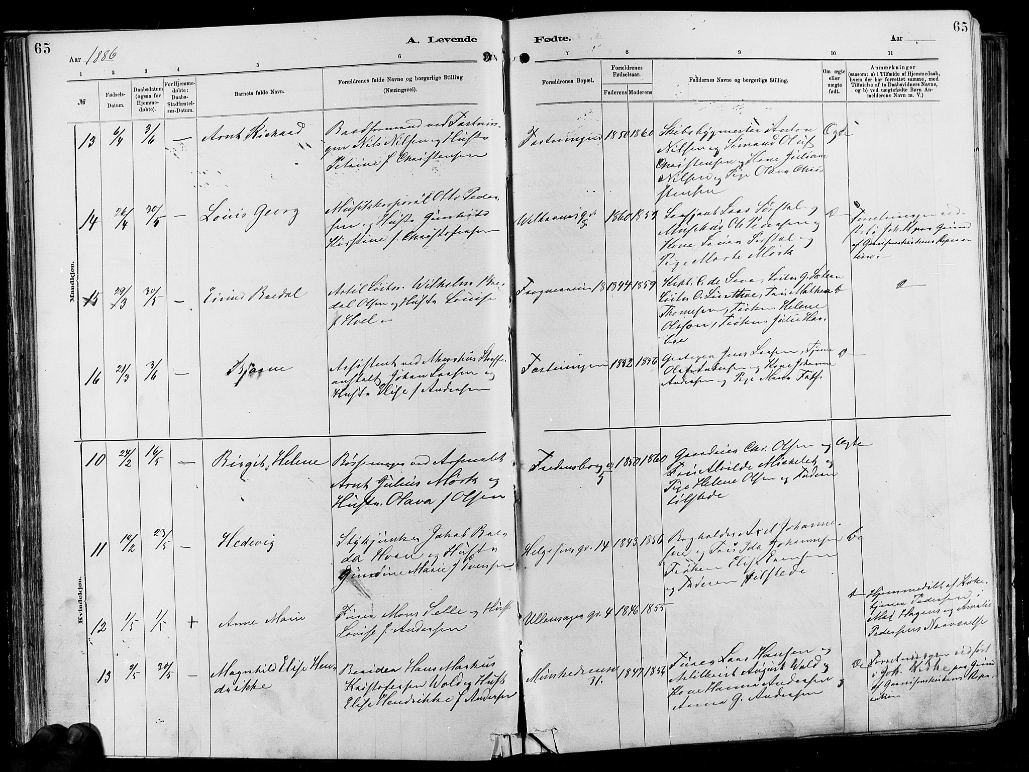 Garnisonsmenigheten Kirkebøker, AV/SAO-A-10846/F/Fa/L0012: Parish register (official) no. 12, 1880-1893, p. 65