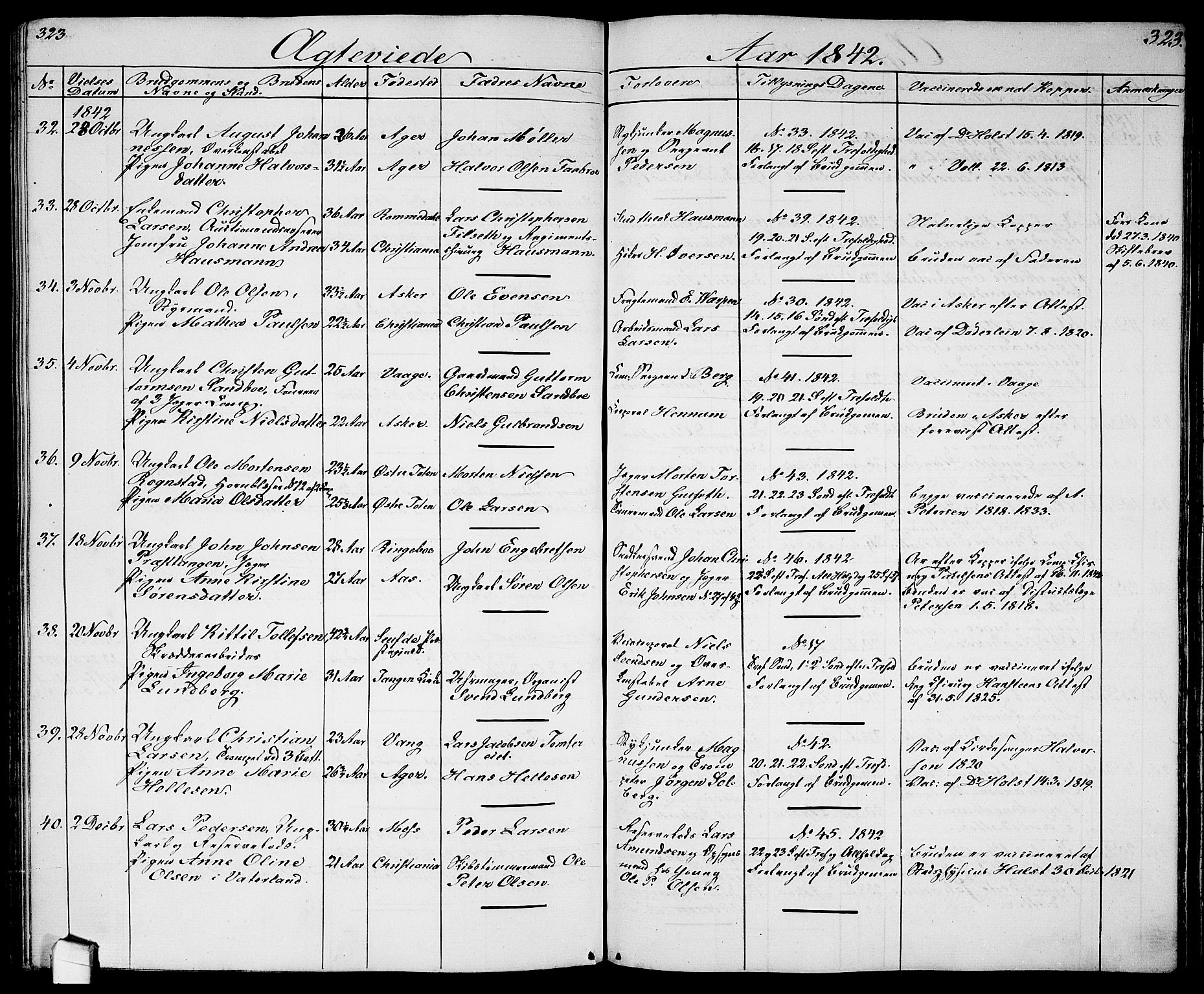 Garnisonsmenigheten Kirkebøker, AV/SAO-A-10846/G/Ga/L0005: Parish register (copy) no. 5, 1841-1860, p. 323