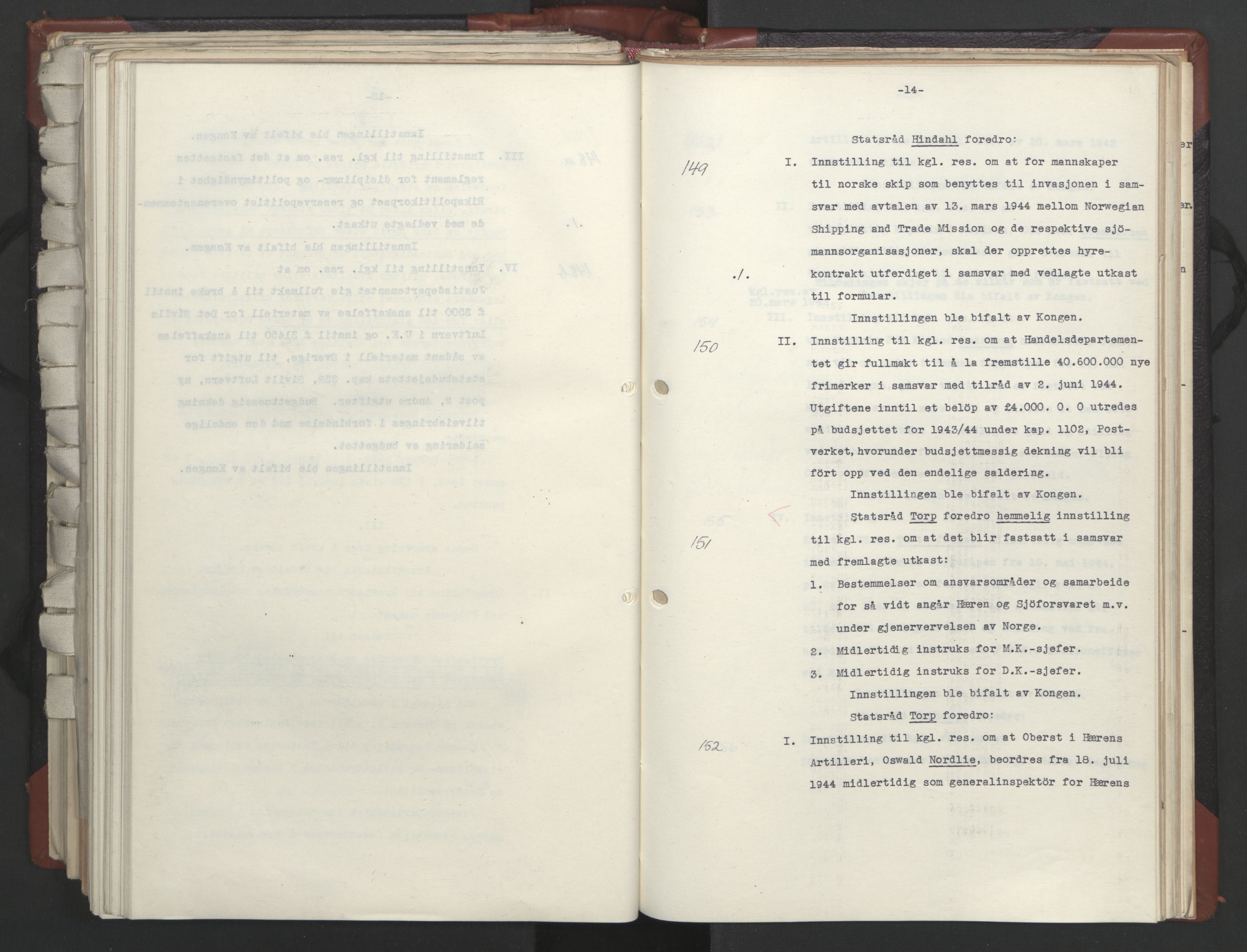 Statsrådssekretariatet, AV/RA-S-1001/A/Ac/L0124: Kgl. res. 14/1-30/6, 1944, p. 408