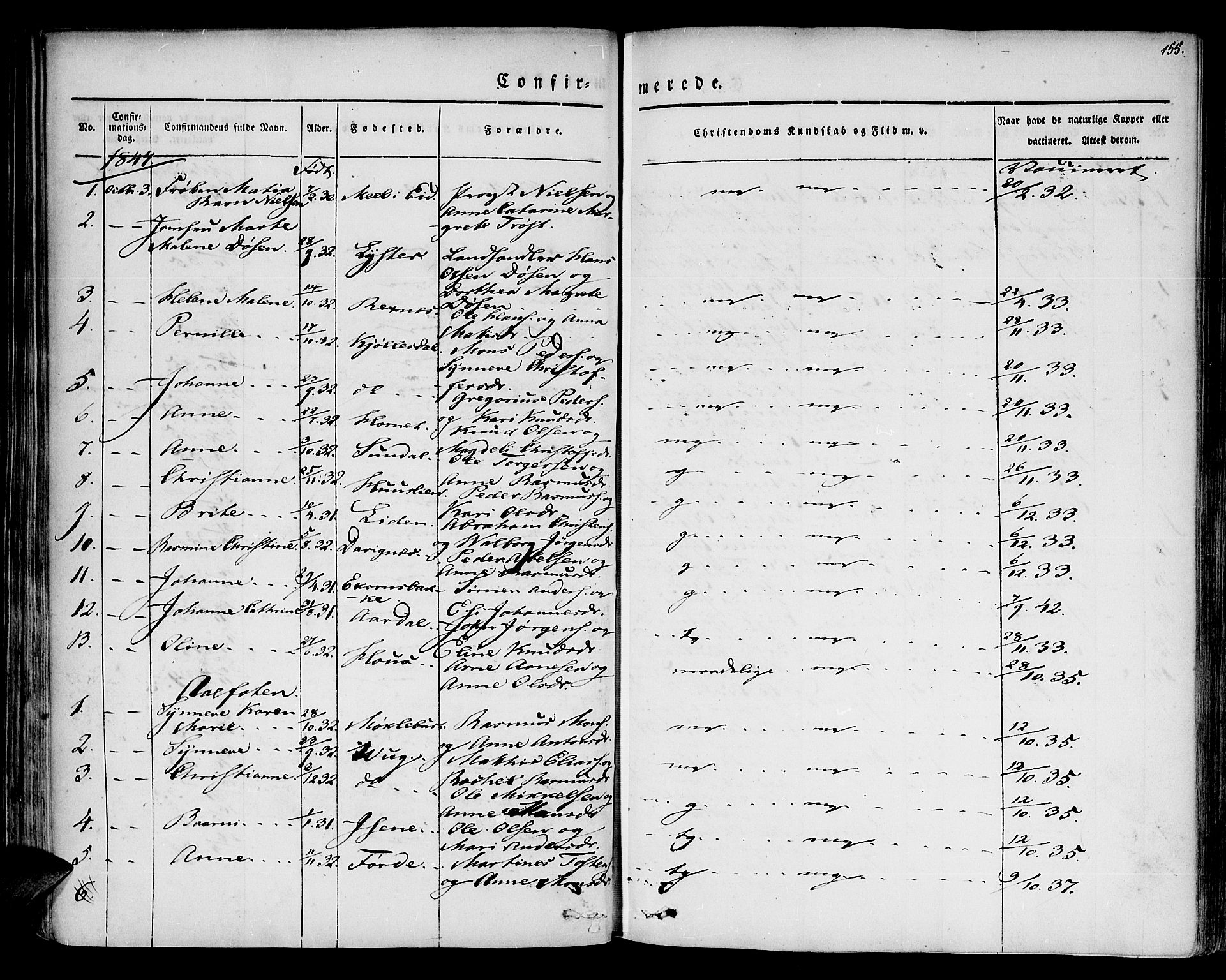 Davik sokneprestembete, AV/SAB-A-79701/H/Haa/Haaa/L0004: Parish register (official) no. A 4, 1830-1849, p. 155