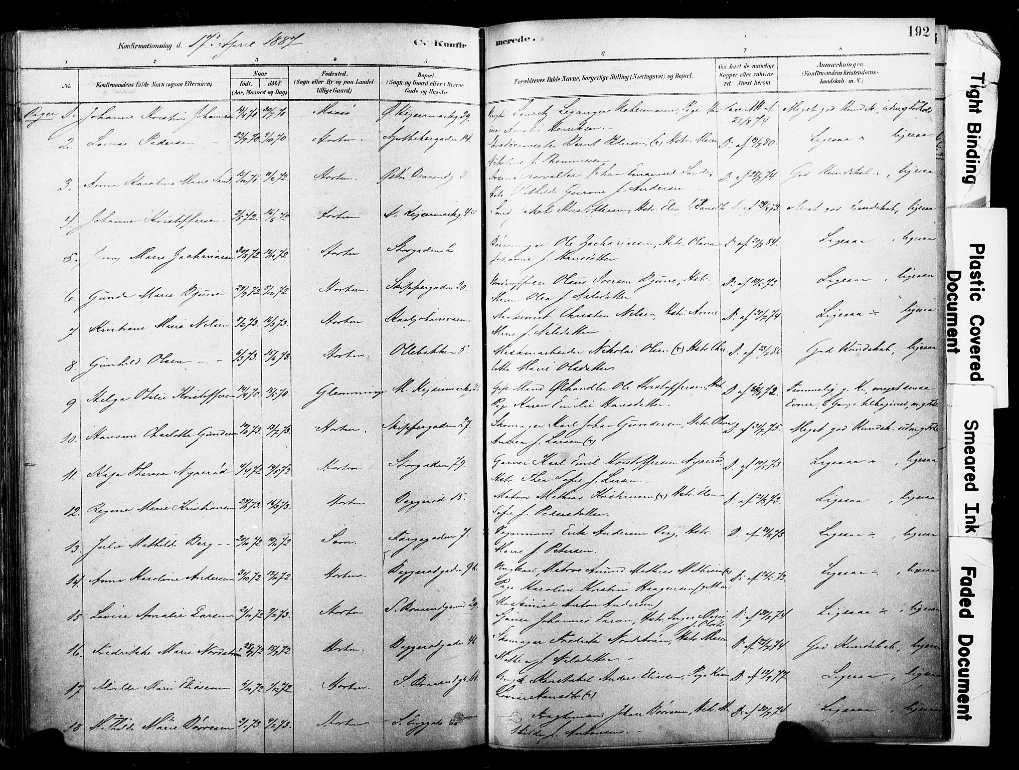 Horten kirkebøker, SAKO/A-348/F/Fa/L0003: Parish register (official) no. 3, 1878-1887, p. 192