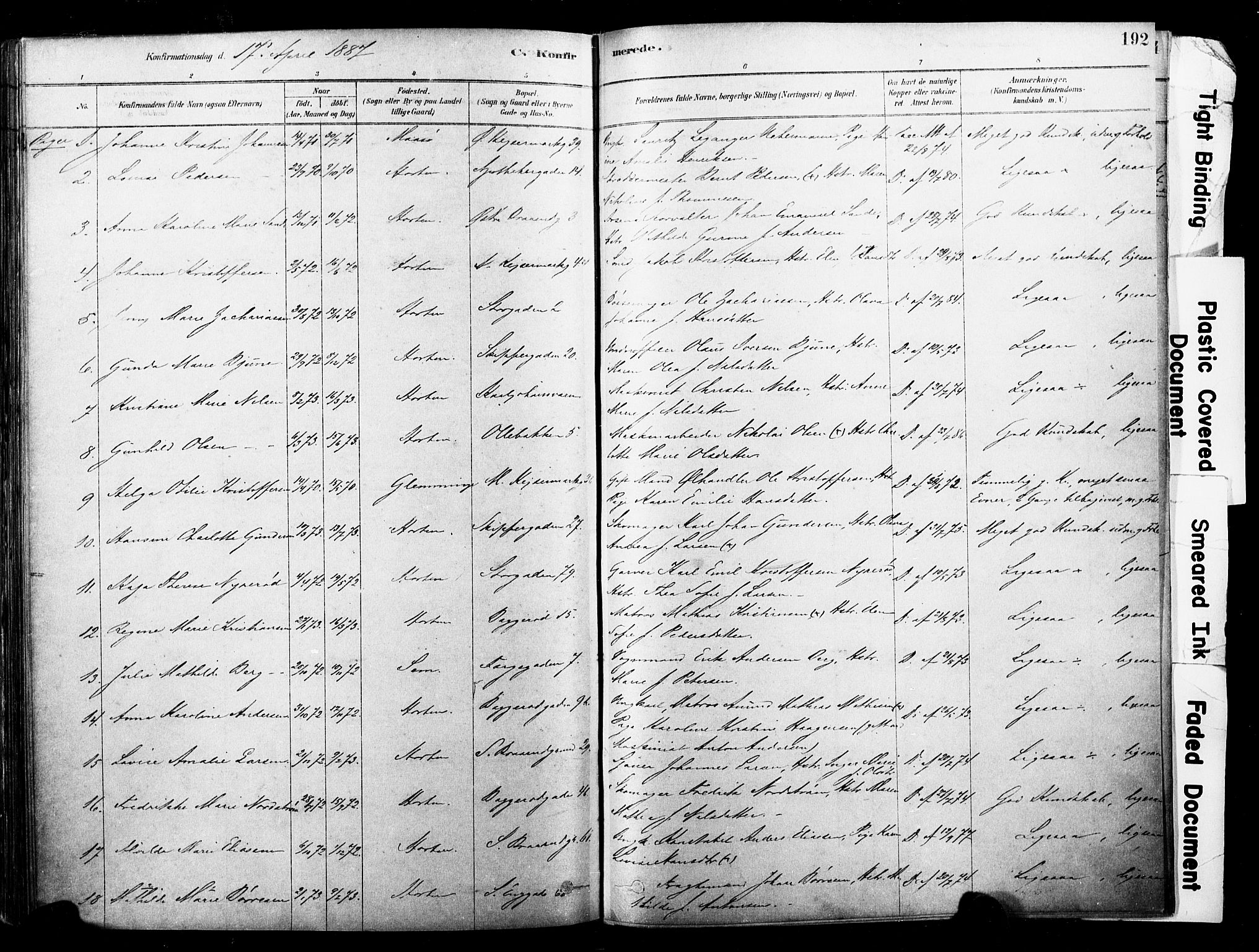 Horten kirkebøker, AV/SAKO-A-348/F/Fa/L0003: Parish register (official) no. 3, 1878-1887, p. 192