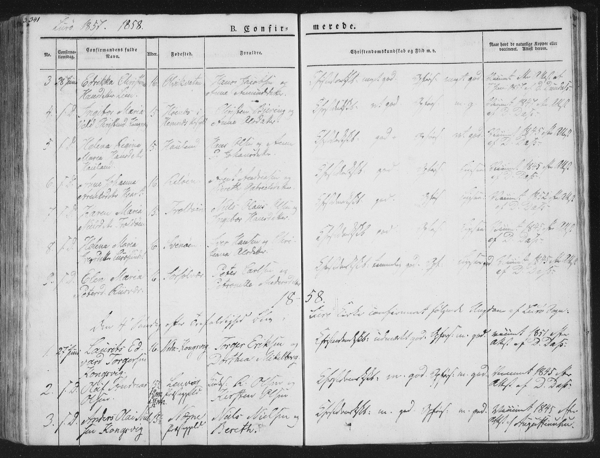 Ministerialprotokoller, klokkerbøker og fødselsregistre - Nordland, AV/SAT-A-1459/839/L0565: Parish register (official) no. 839A02, 1825-1862, p. 341