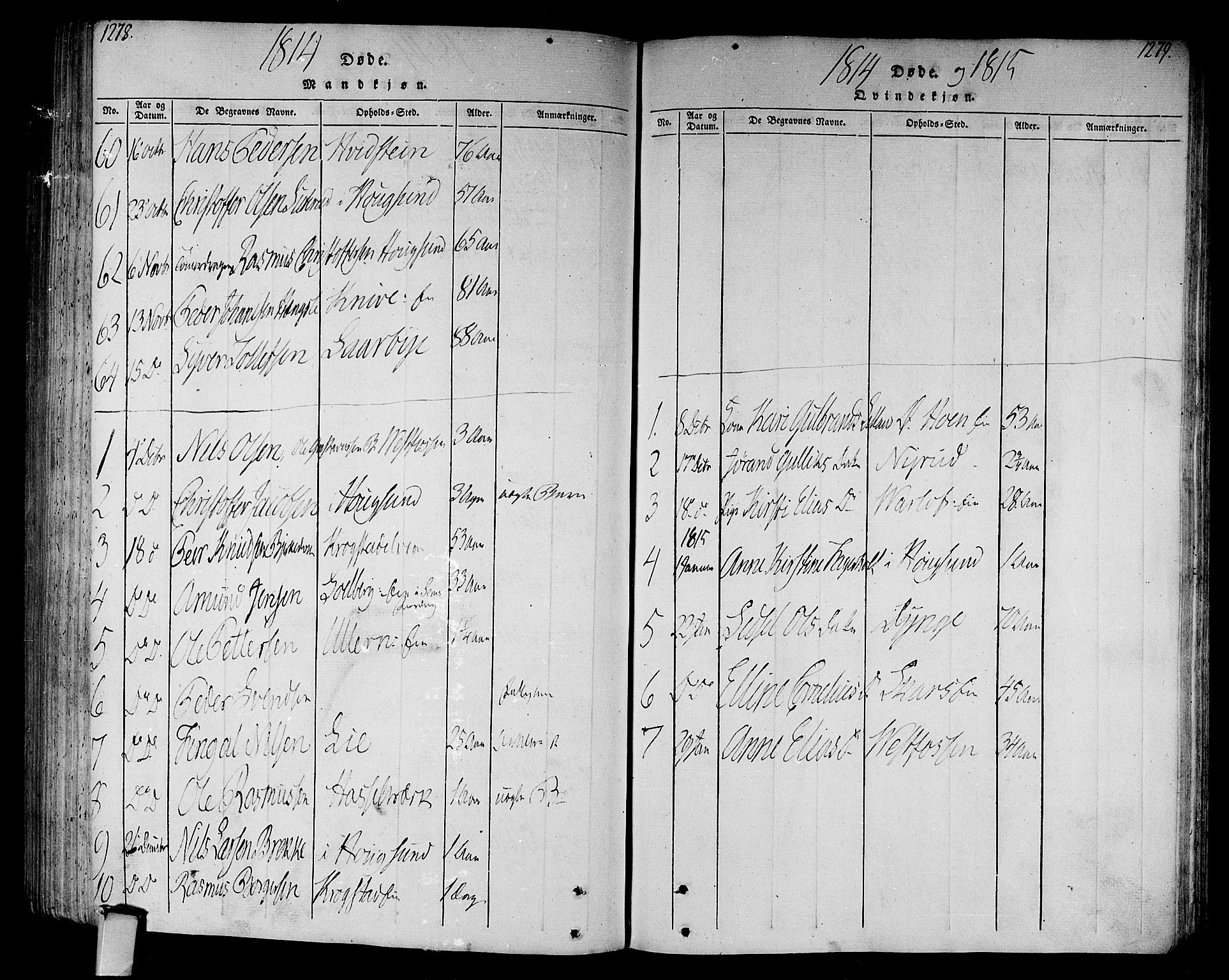 Eiker kirkebøker, SAKO/A-4/F/Fa/L0010: Parish register (official) no. I 10, 1806-1815, p. 1278-1279