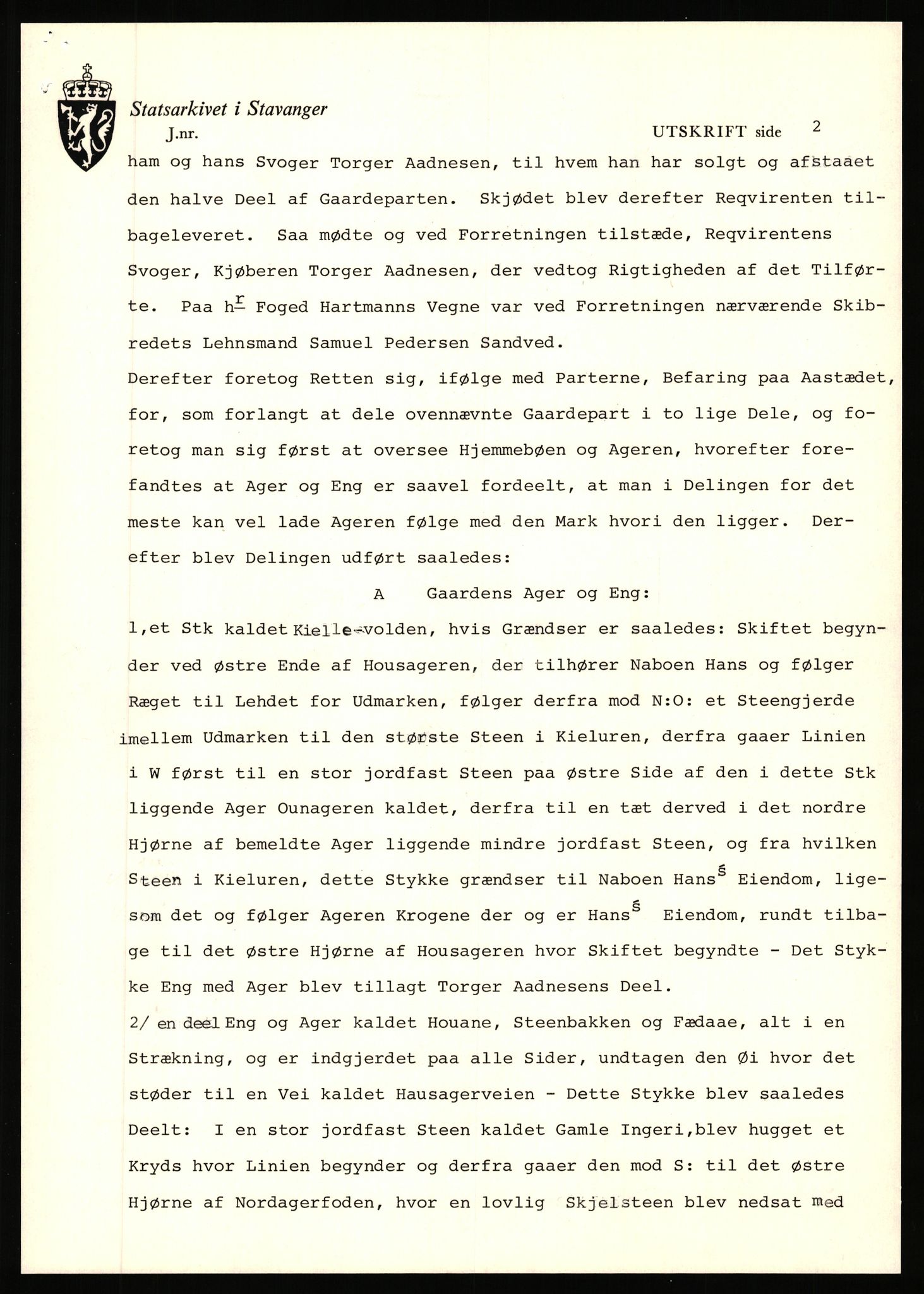 Statsarkivet i Stavanger, SAST/A-101971/03/Y/Yj/L0096: Avskrifter sortert etter gårdsnavn: Vistad - Vågen søndre, 1750-1930, p. 338