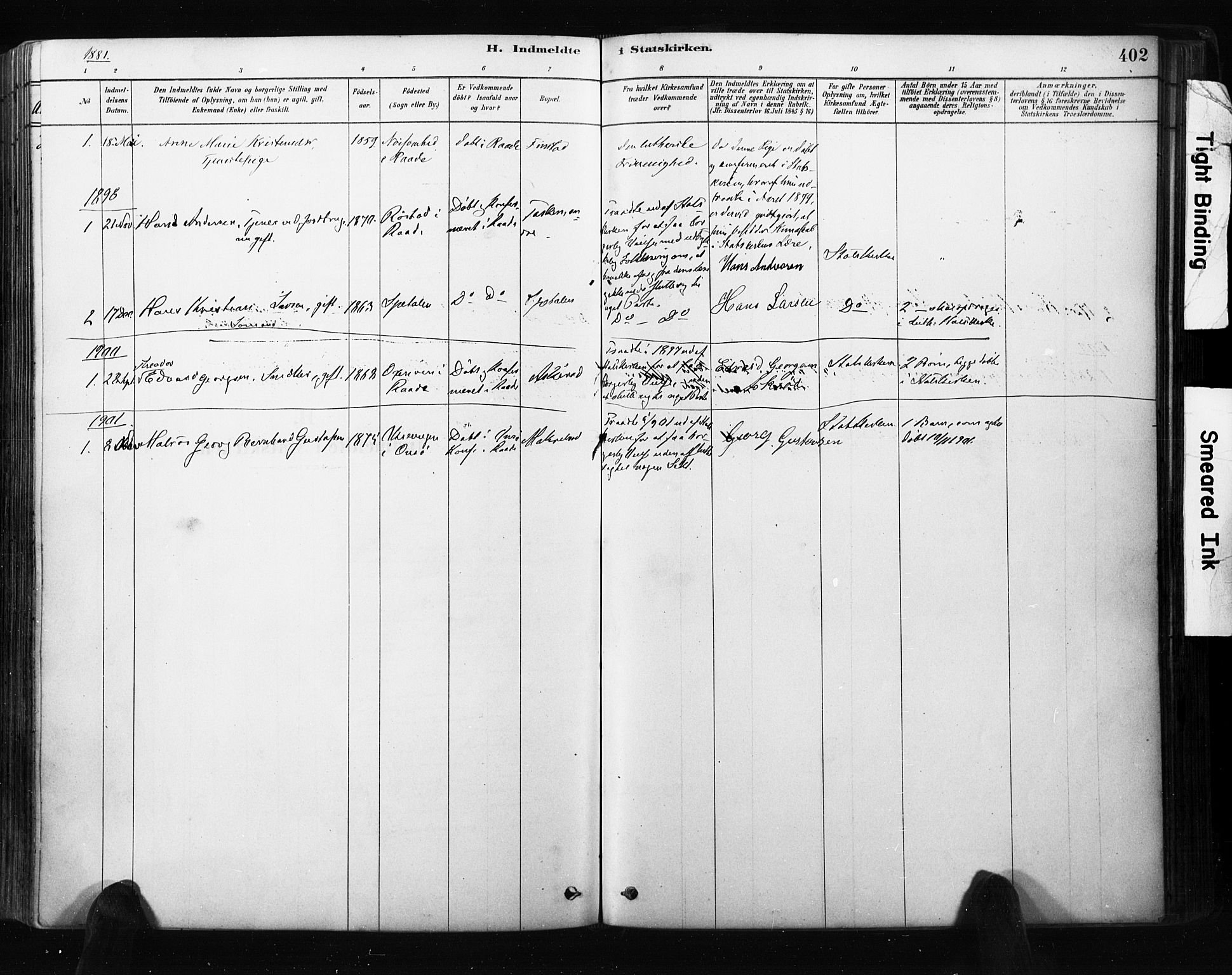 Råde prestekontor kirkebøker, AV/SAO-A-2009/F/Fa/L0007: Parish register (official) no. 7, 1878-1902, p. 402