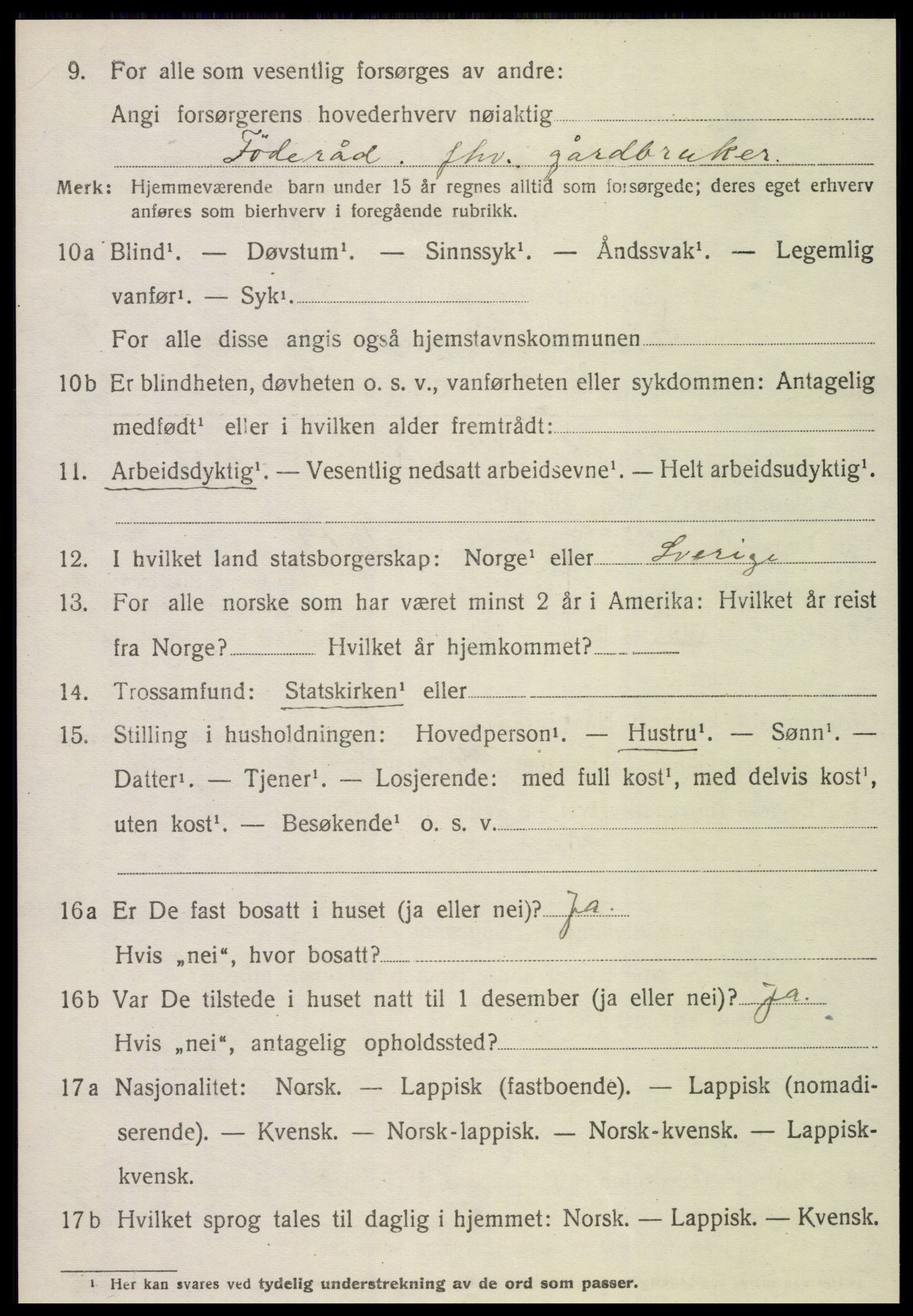 SAT, 1920 census for Grong, 1920, p. 6518